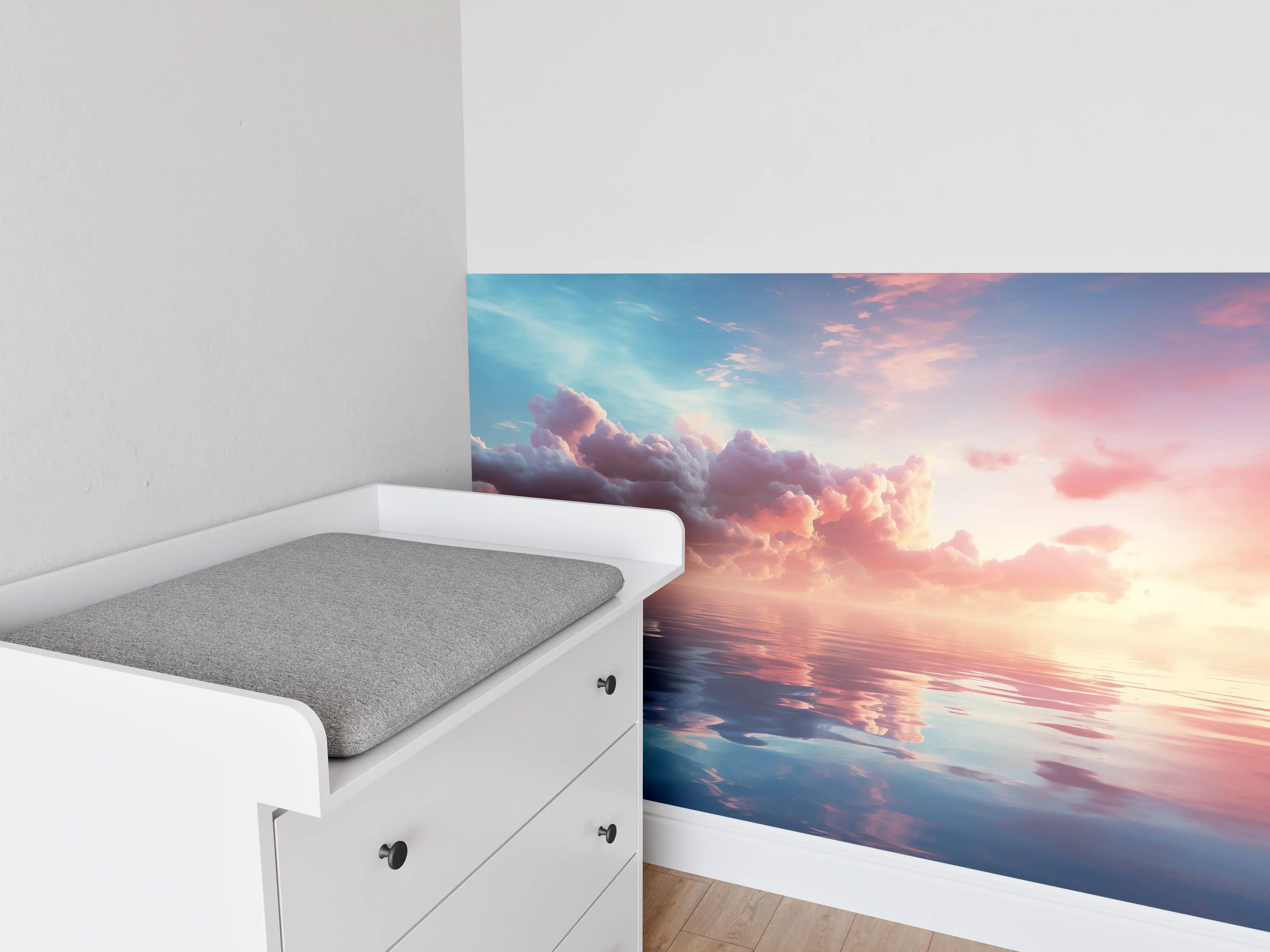 Babyzimmer Wandgestaltung - Pastell-Sonnenuntergang über Meer