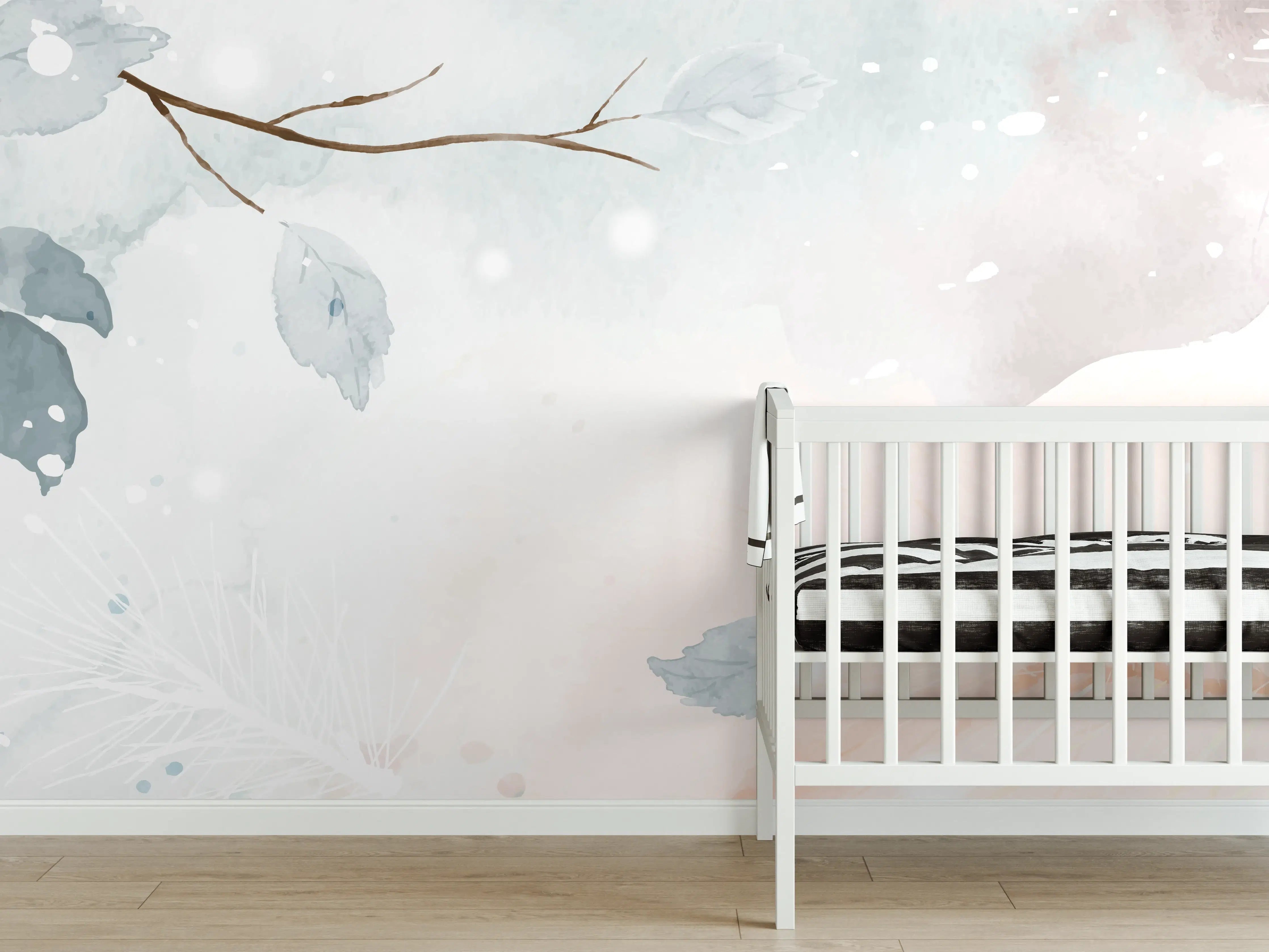 Babyzimmer Wandgestaltung - Pastell Winter Zweige