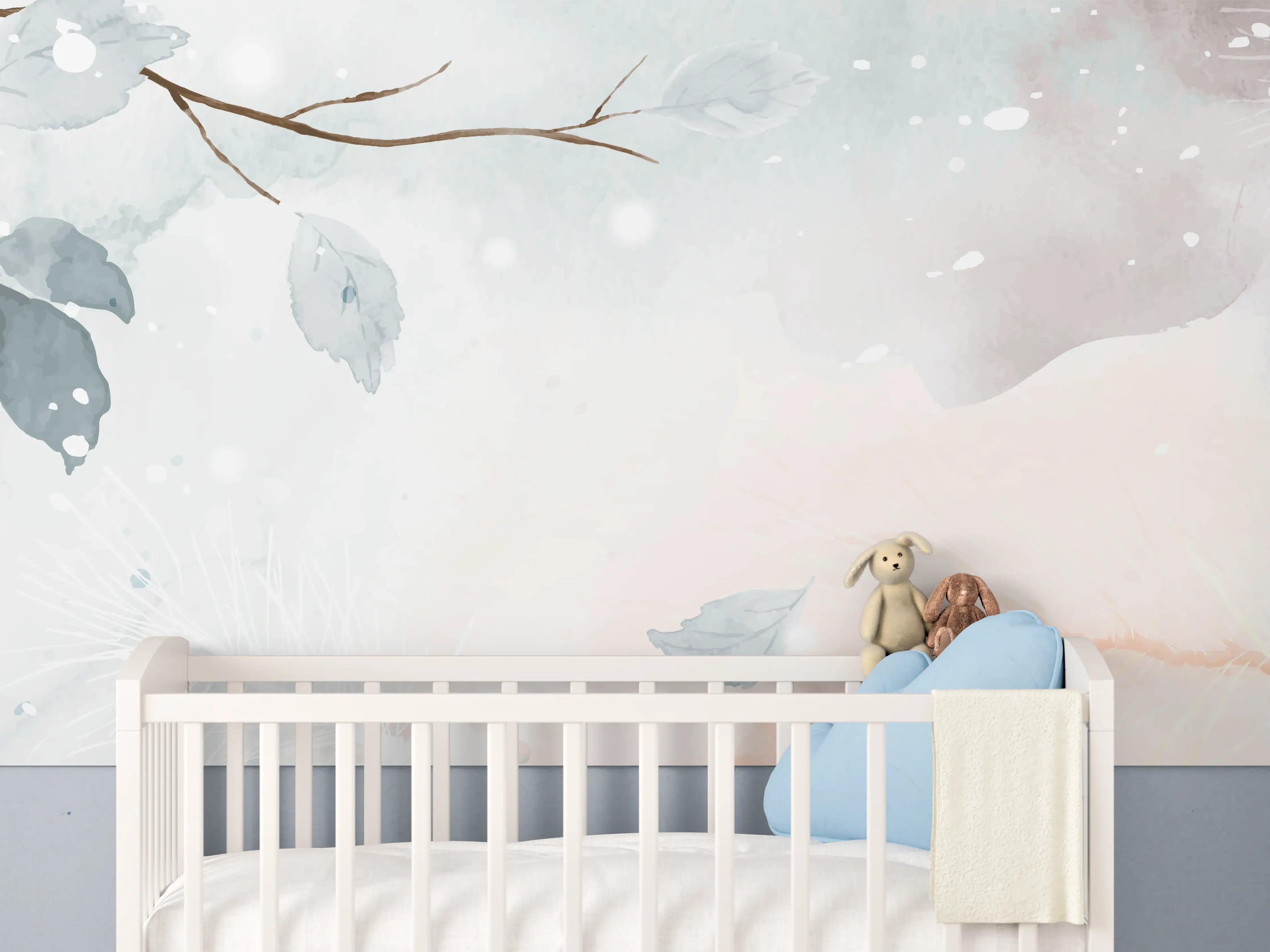 Babyzimmer Wandgestaltung - Pastell Winter Zweige