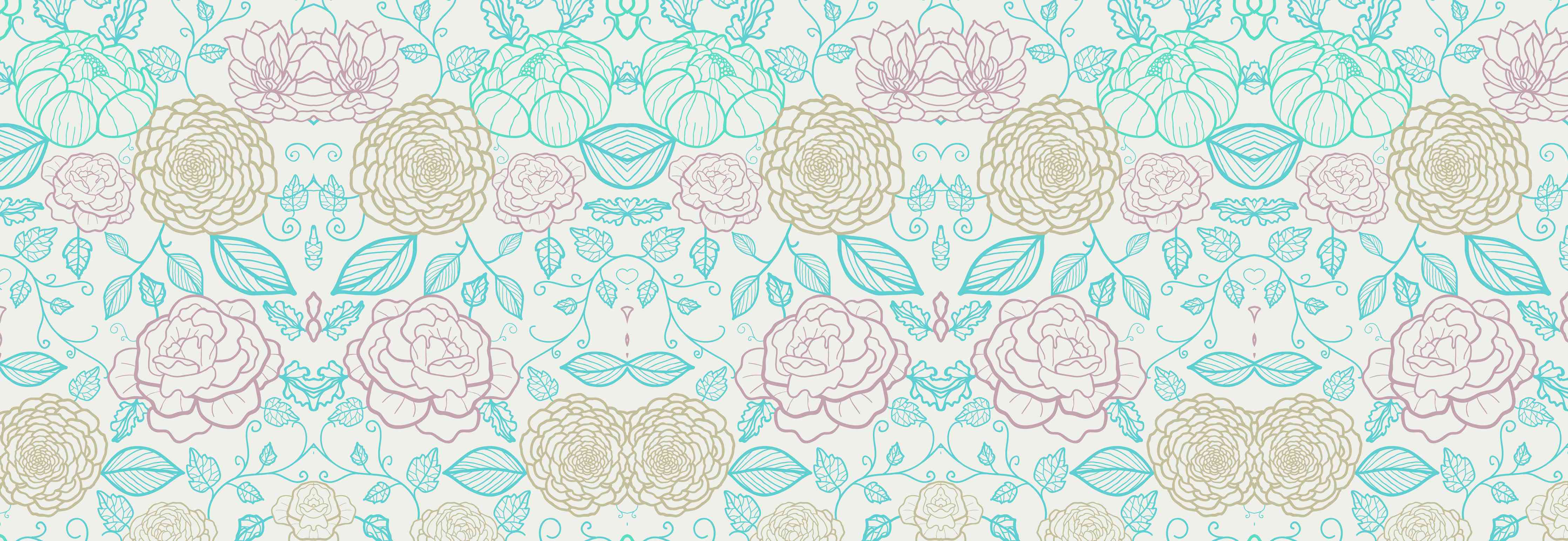 Babyzimmer Wandgestaltung-Pastellblumenmuster in Hellblau und Beige