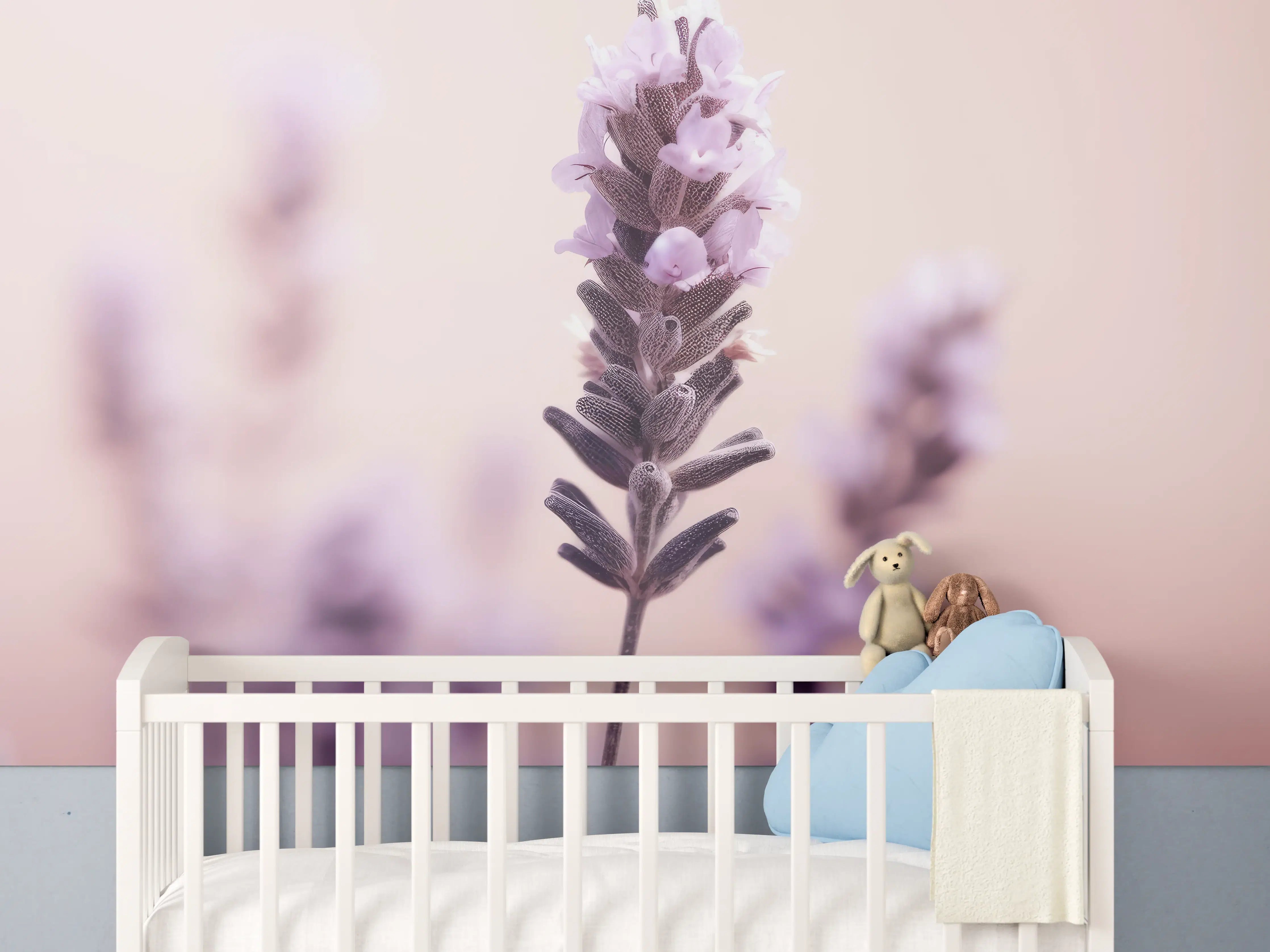 Babyzimmer Wandgestaltung - Pastellfarbene Lavendel Makro