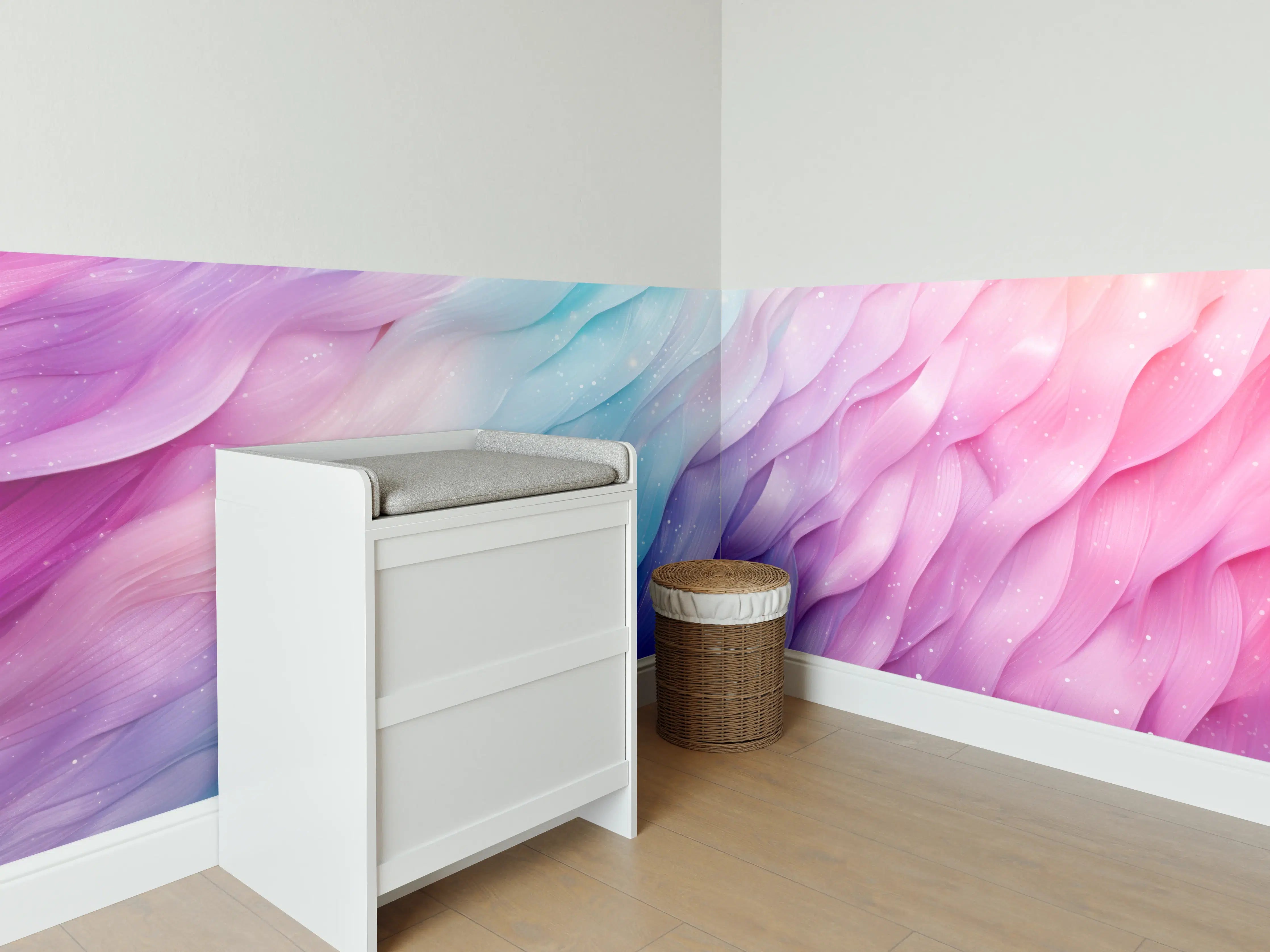 Babyzimmer Wandgestaltung - Pastellfarbene Wellenpracht