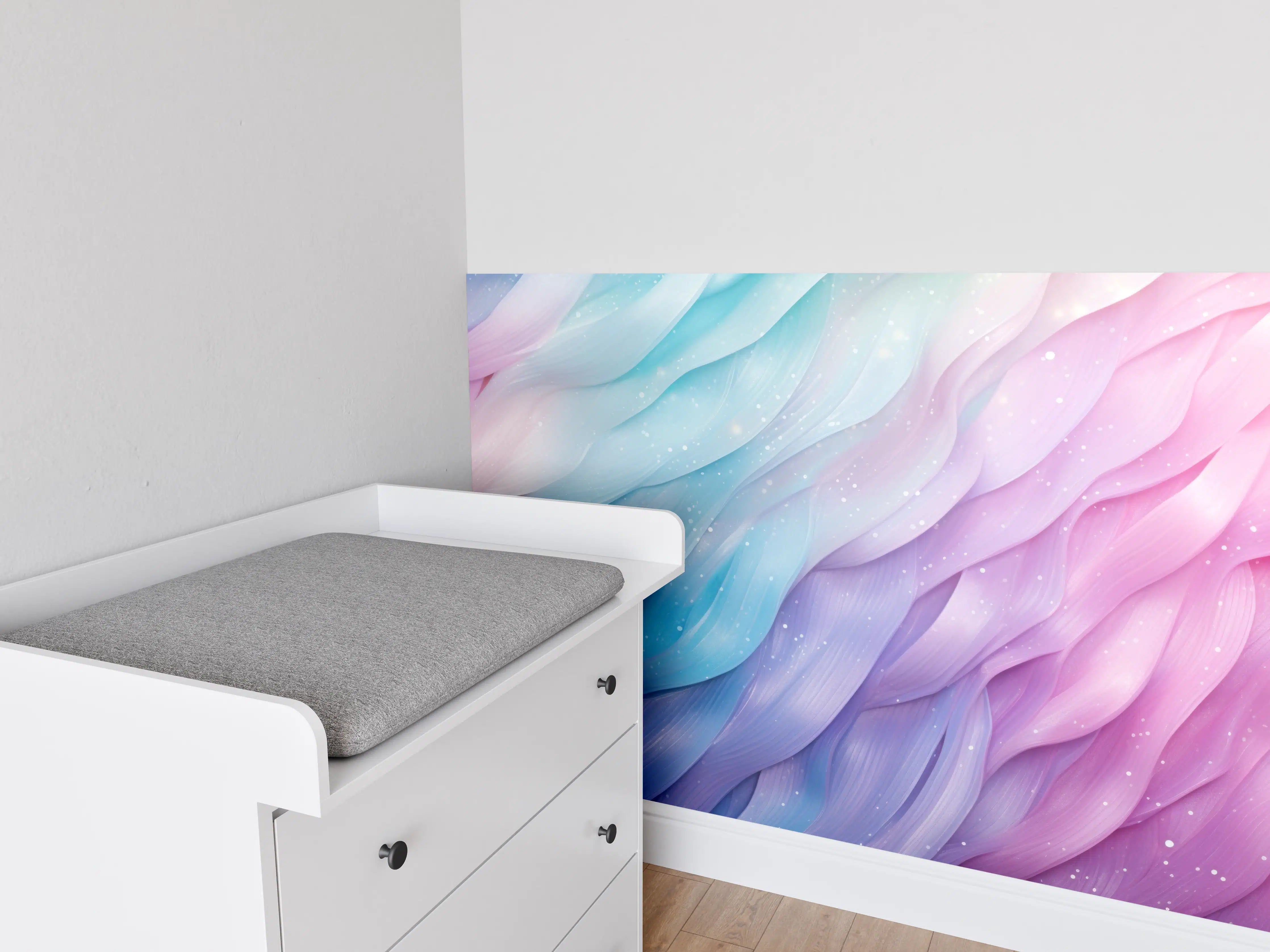 Babyzimmer Wandgestaltung - Pastellfarbene Wellenpracht