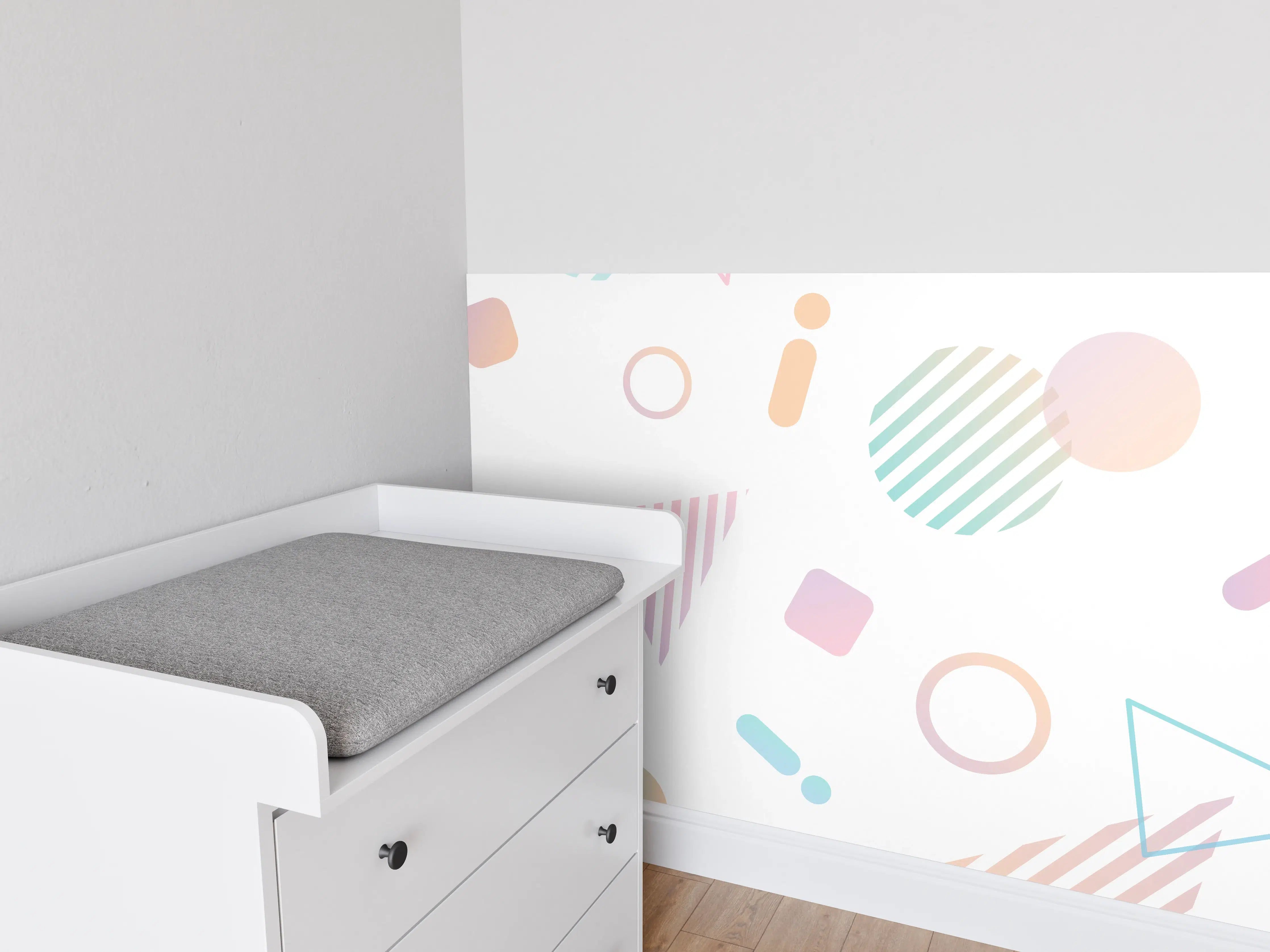 Babyzimmer Wandgestaltung - Pastellfarbenes Geometrie Muster