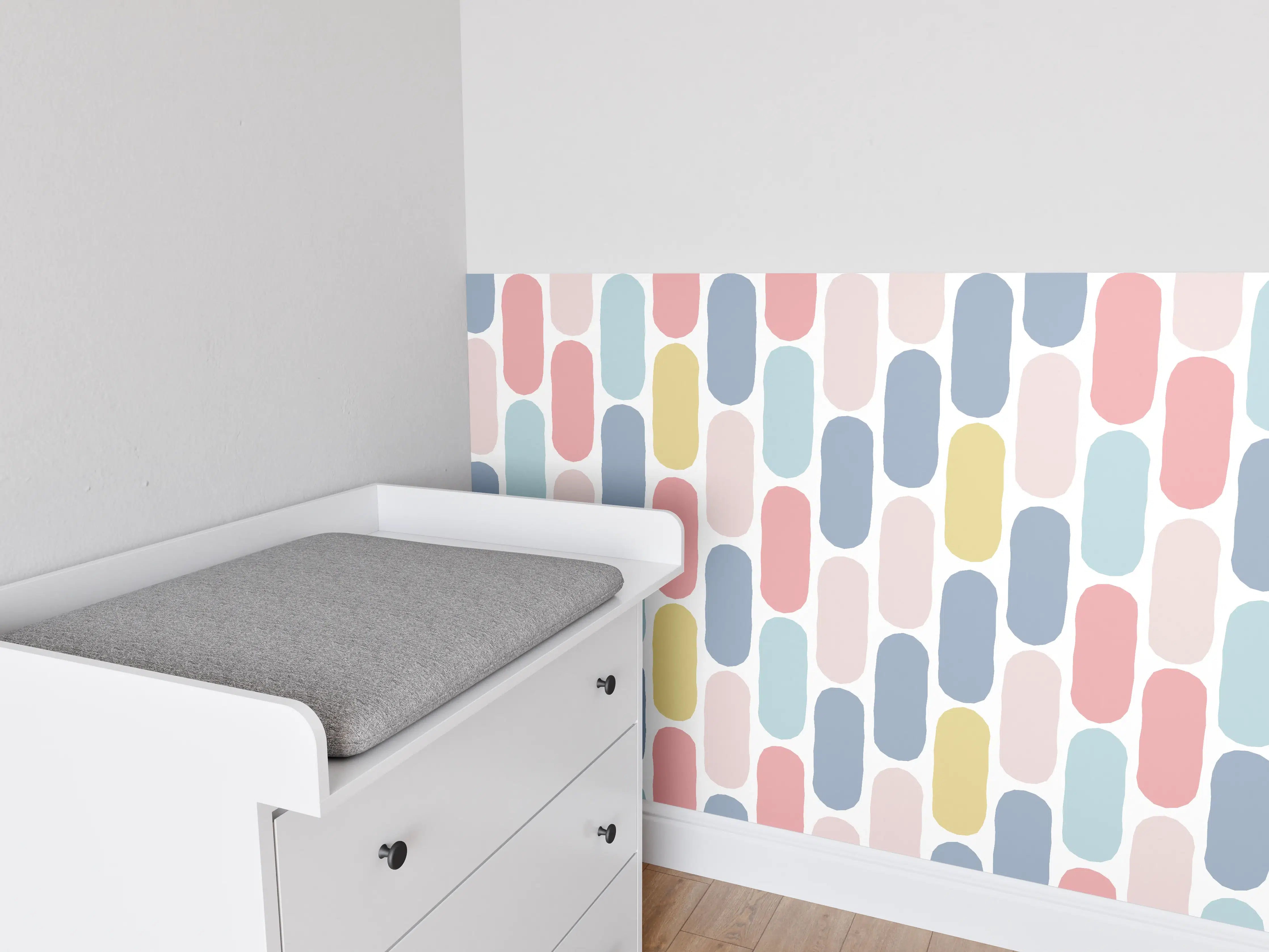 Babyzimmer Wandgestaltung - Pastellfarbenes Rautenmuster Design