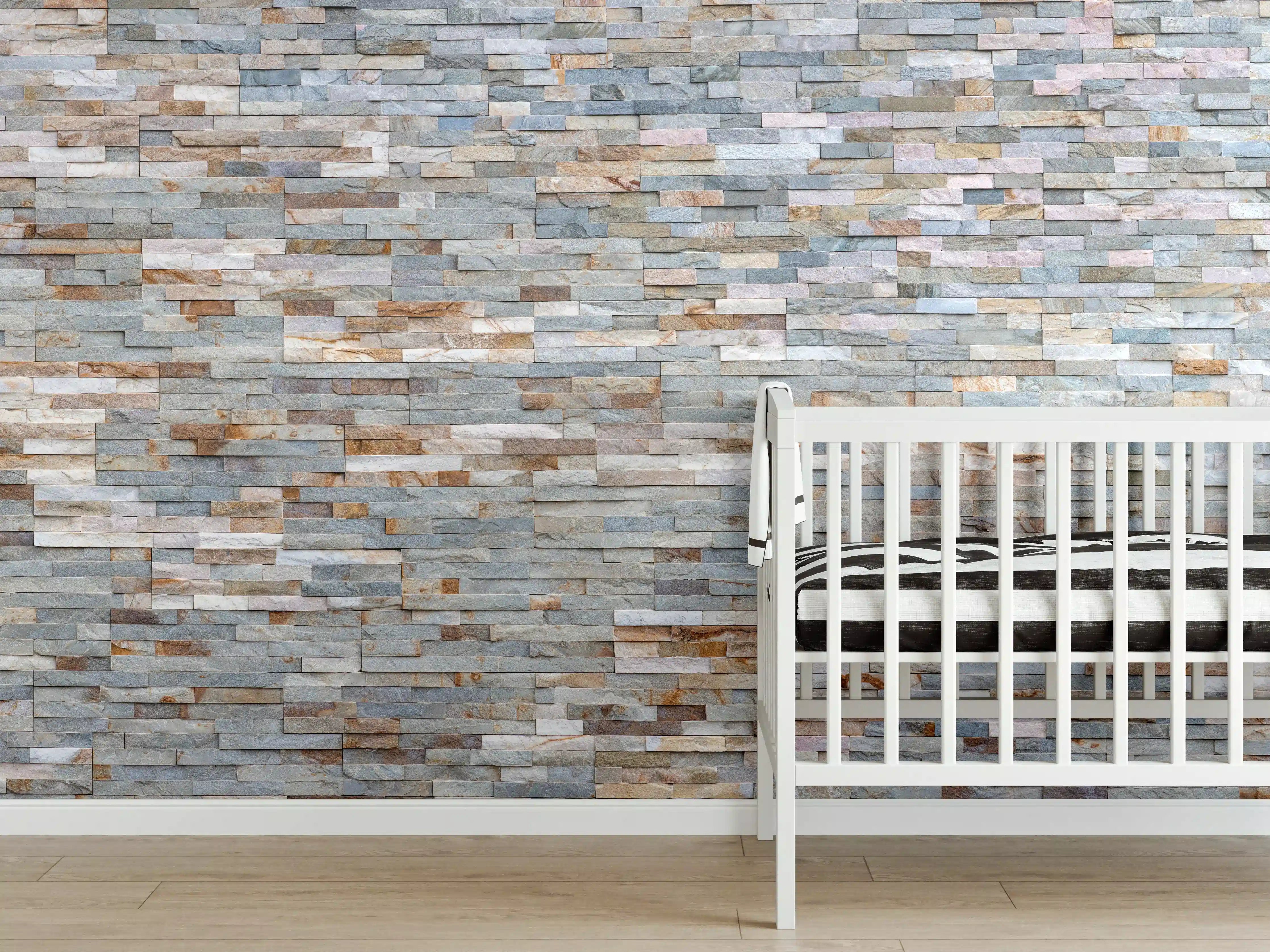 Babyzimmer Wandgestaltung - Pastellfarbige Schieferstein Textur