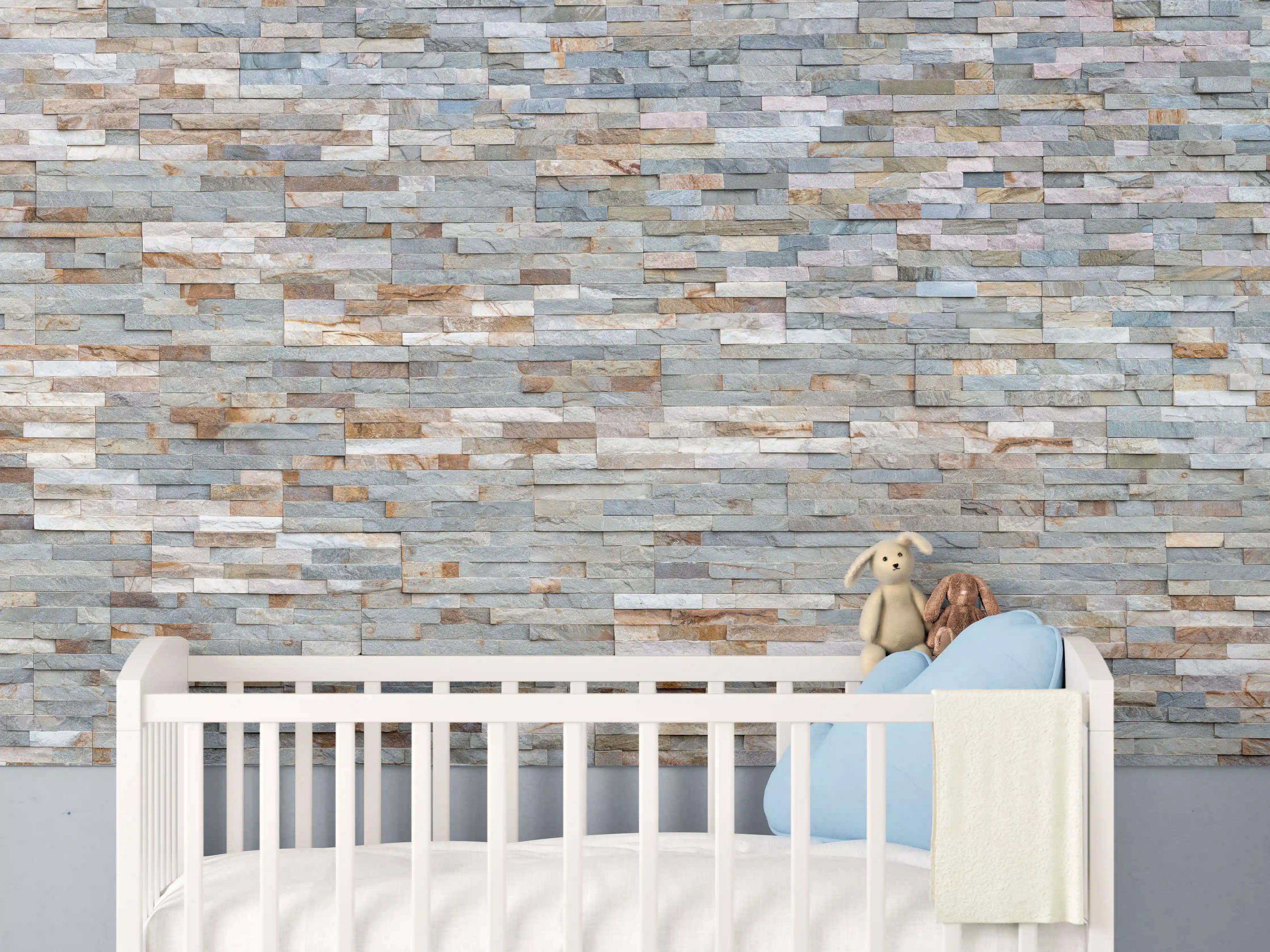 Babyzimmer Wandgestaltung - Pastellfarbige Schieferstein Textur