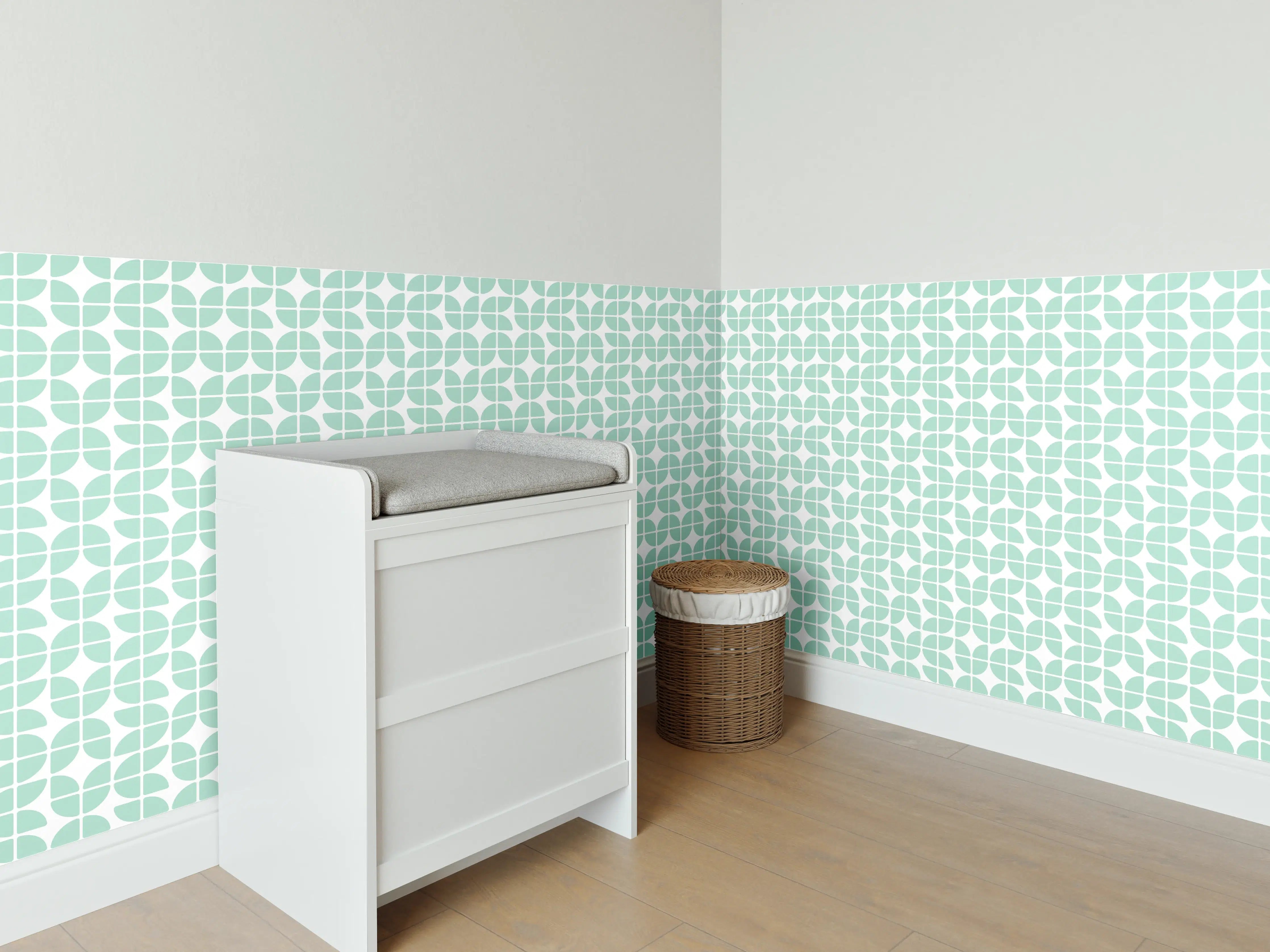 Babyzimmer Wandgestaltung - Pastellgrüne Retro-Fliese