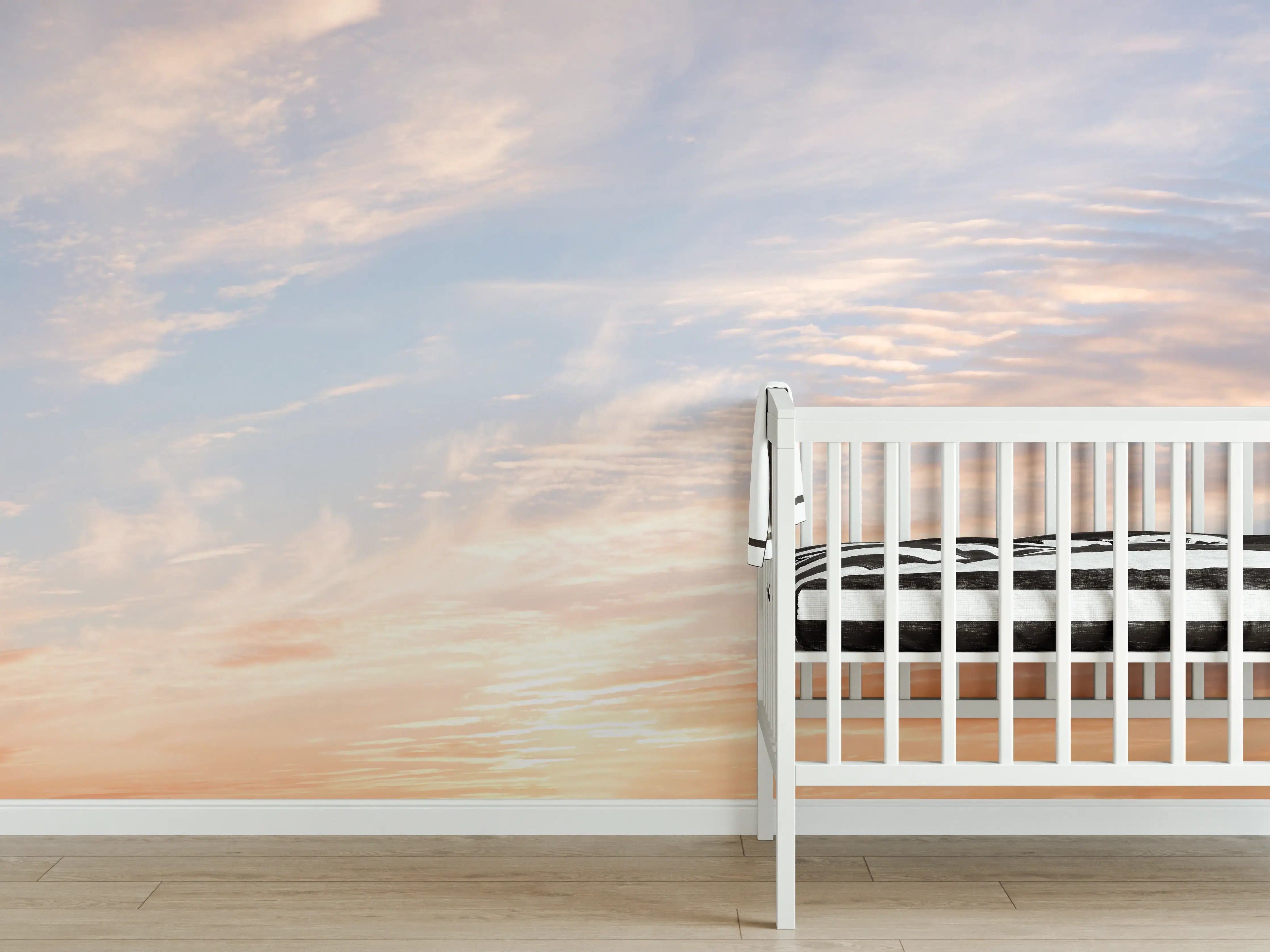 Babyzimmer Wandgestaltung - Pastellhimmel bei Sonnenuntergang