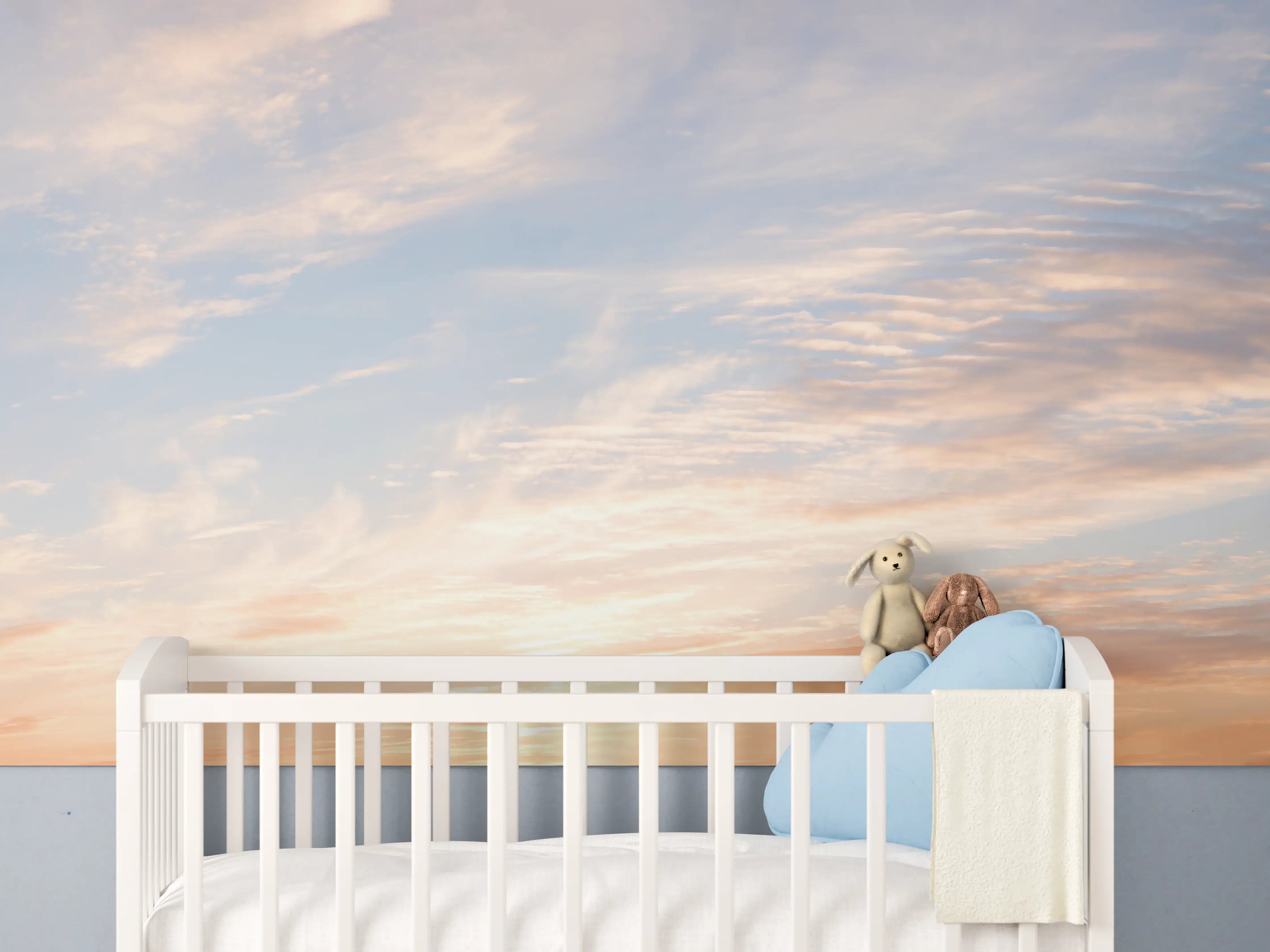 Babyzimmer Wandgestaltung - Pastellhimmel bei Sonnenuntergang