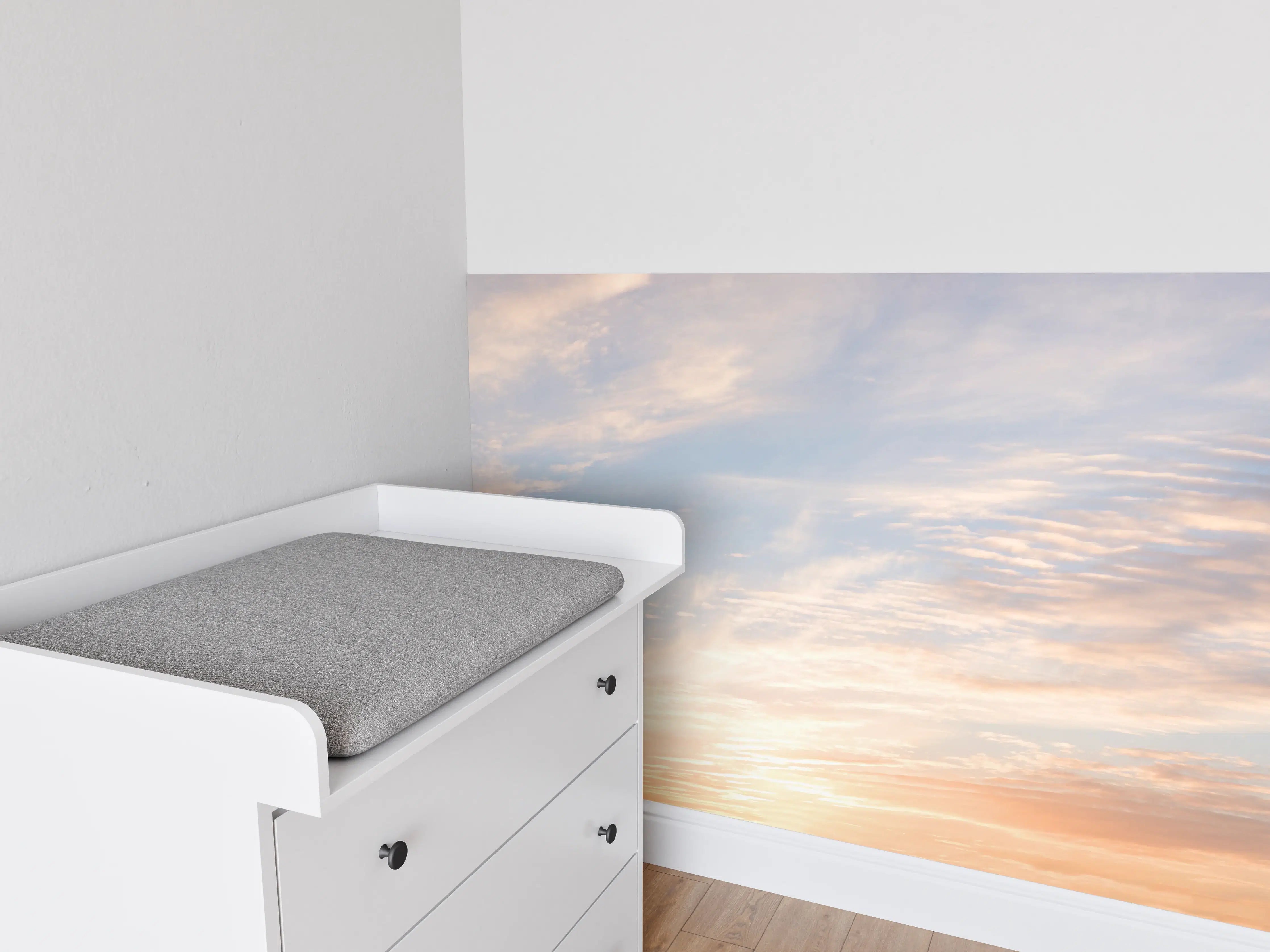 Babyzimmer Wandgestaltung - Pastellhimmel bei Sonnenuntergang