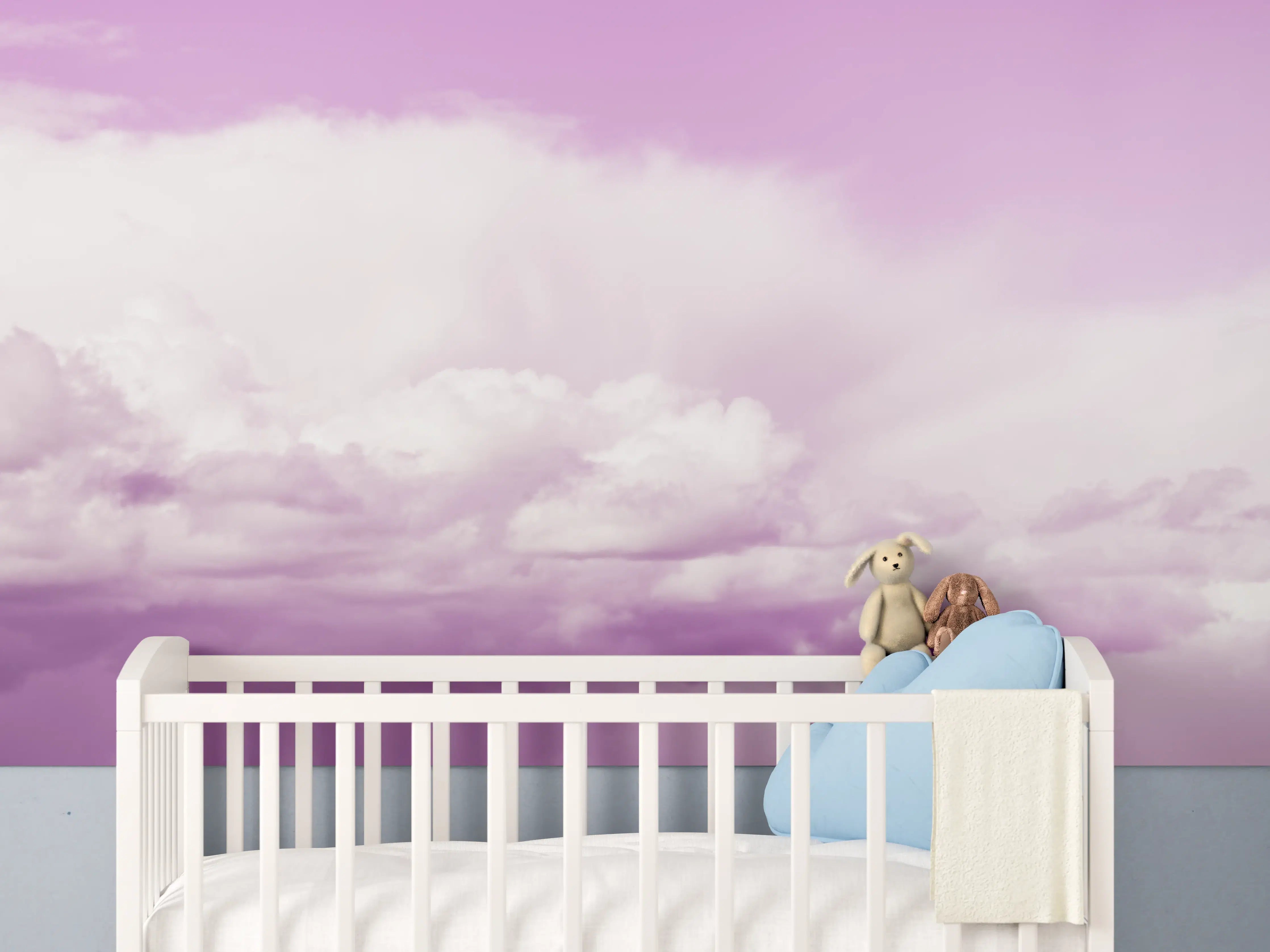 Babyzimmer Wandgestaltung - Pastellrosa Himmelspanorama