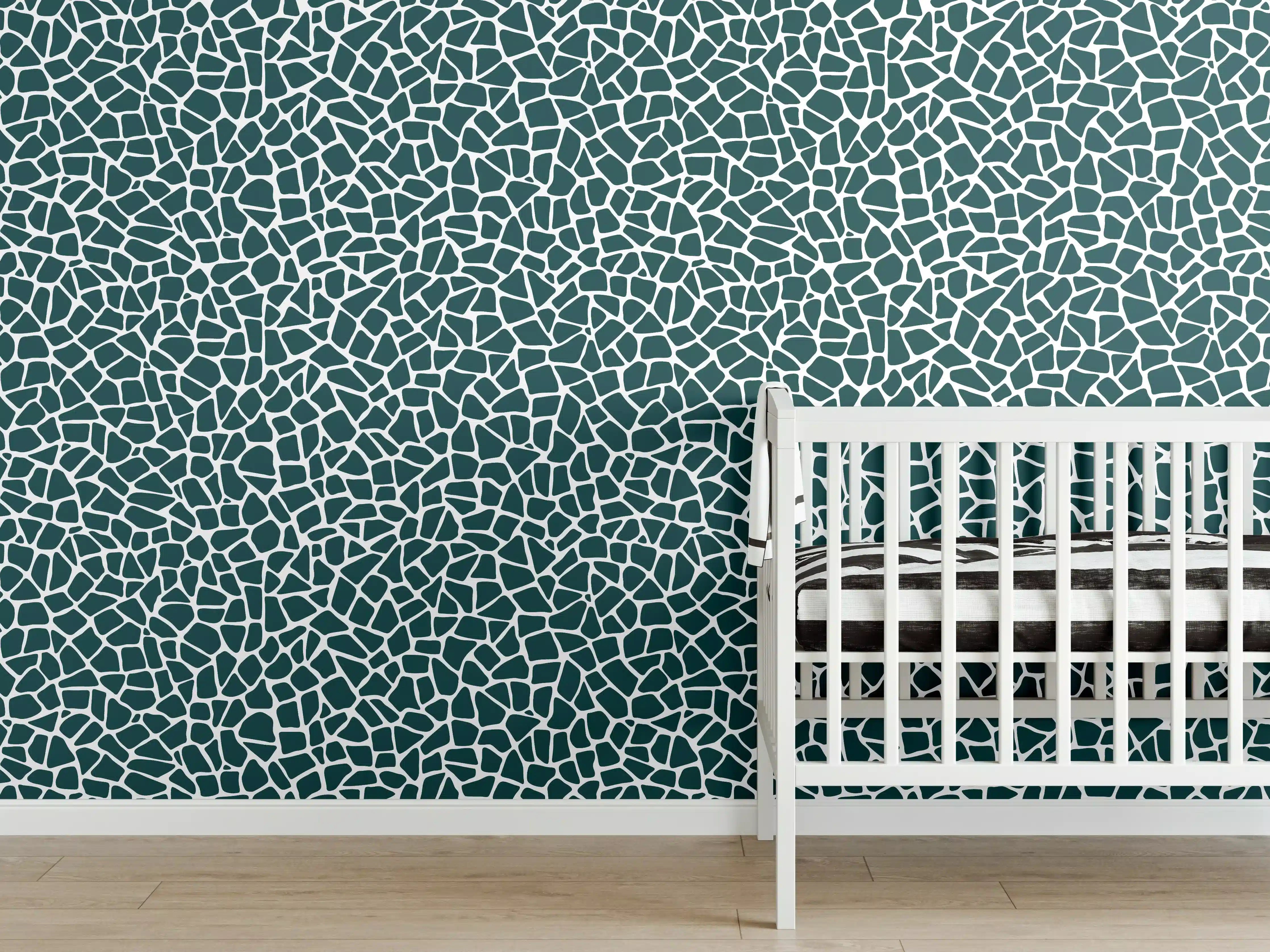 Babyzimmer Wandgestaltung - Petrolgrüne Fliesen mit strukturierter Oberfläche