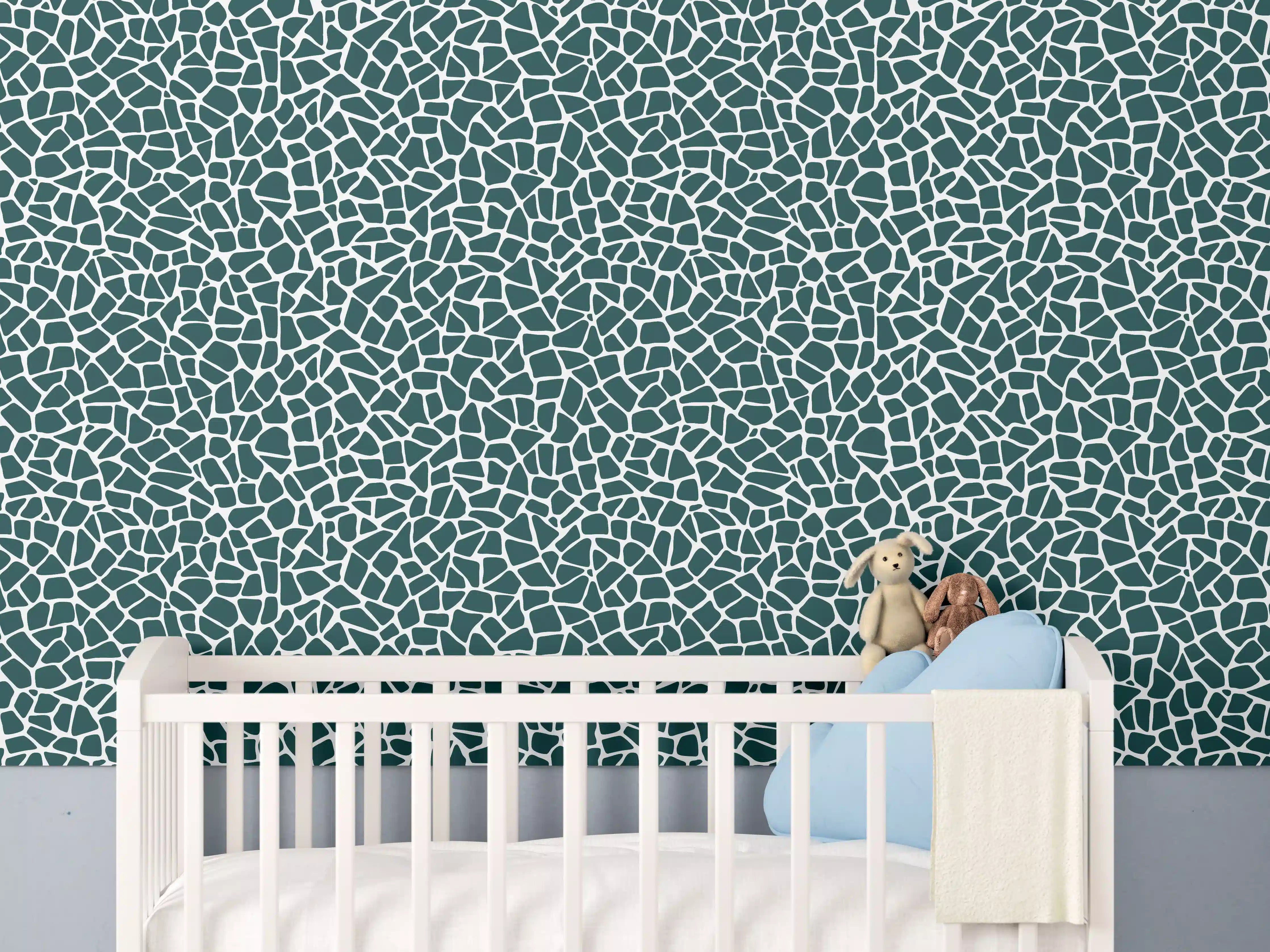 Babyzimmer Wandgestaltung - Petrolgrüne Fliesen mit strukturierter Oberfläche