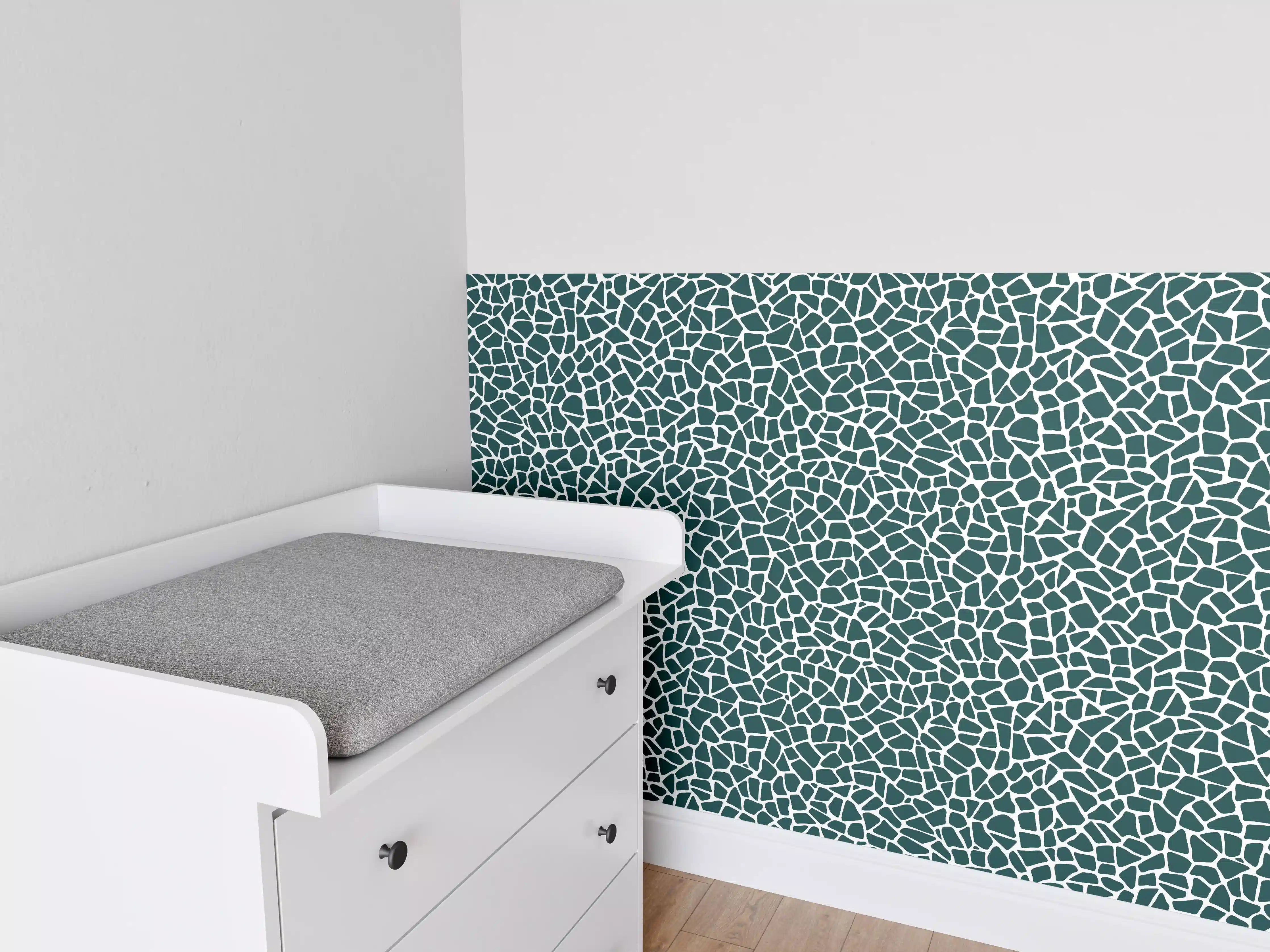Babyzimmer Wandgestaltung - Petrolgrüne Fliesen mit strukturierter Oberfläche