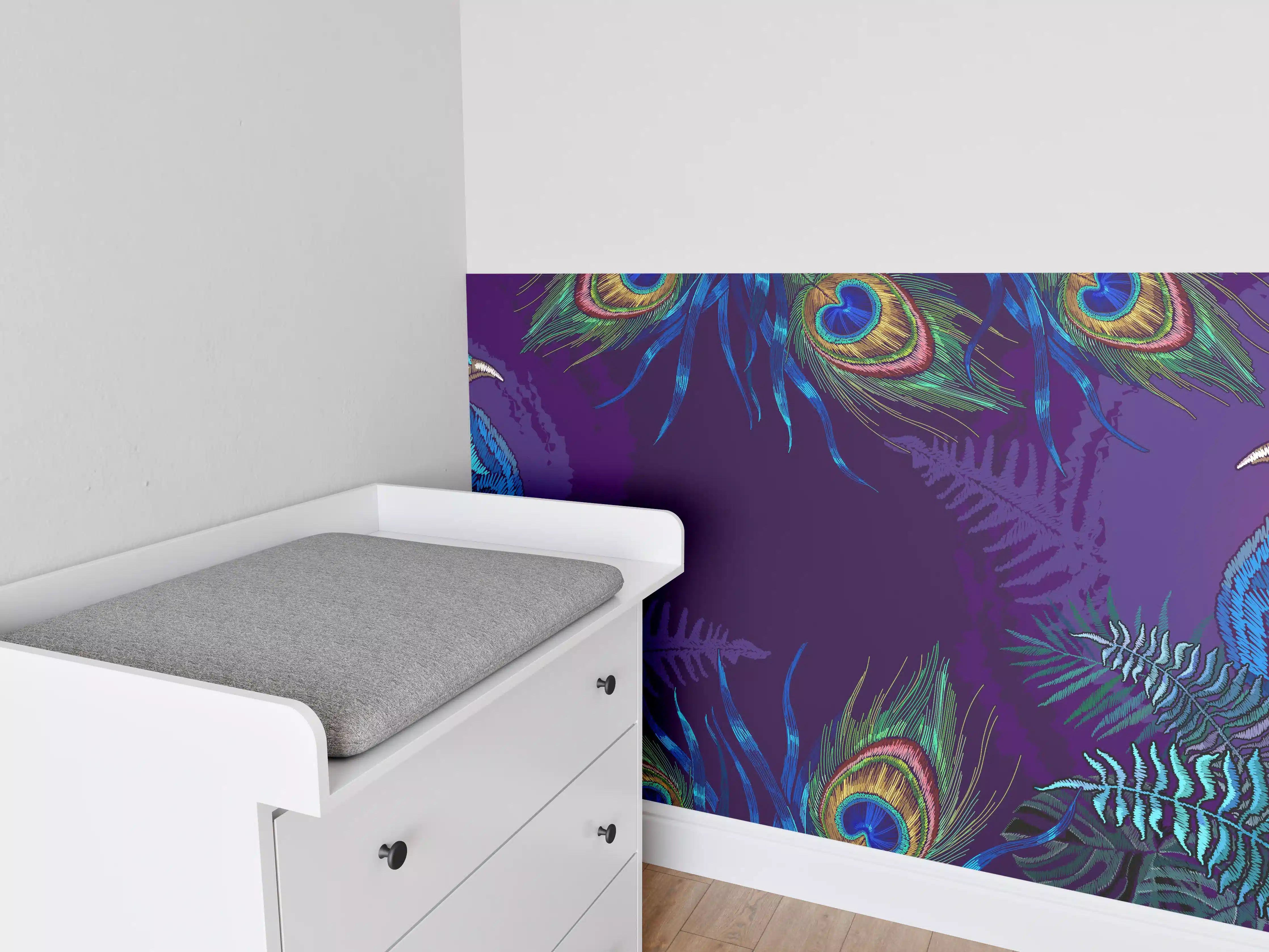 Babyzimmer Wandgestaltung - Pfau - Stickmuster