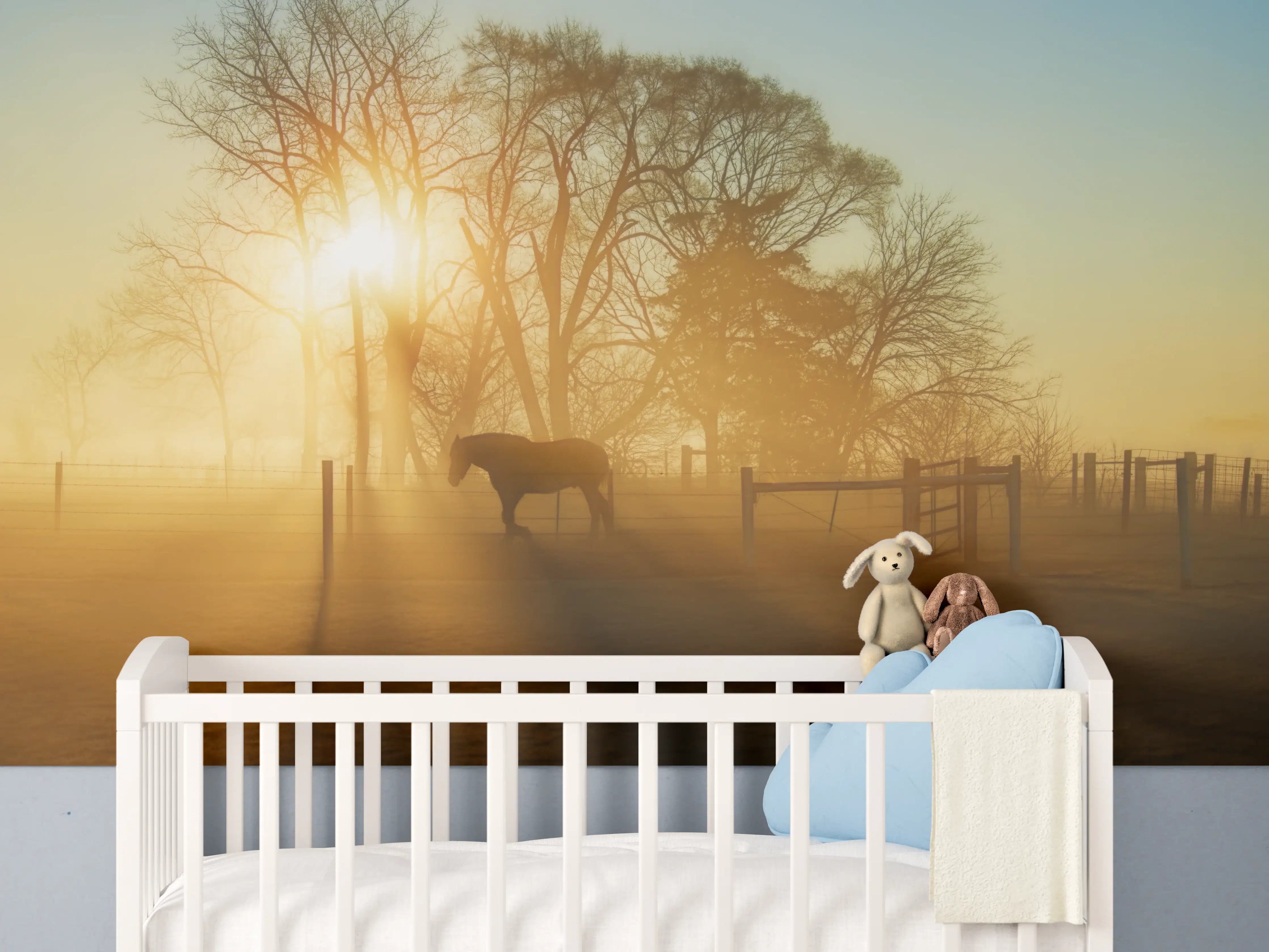 Babyzimmer Wandgestaltung - Pferd in der Morgendämmerung