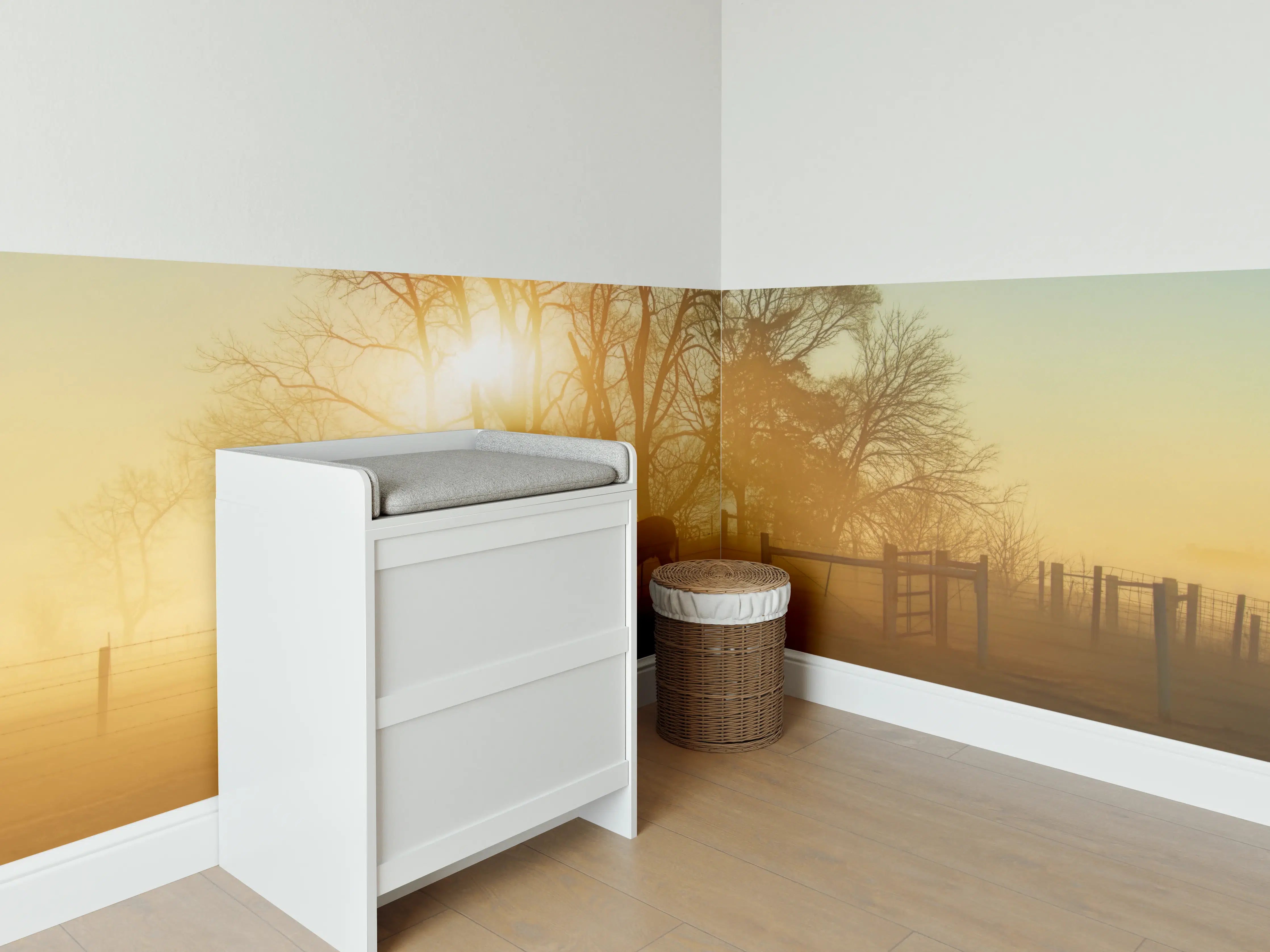 Babyzimmer Wandgestaltung - Pferd in der Morgendämmerung