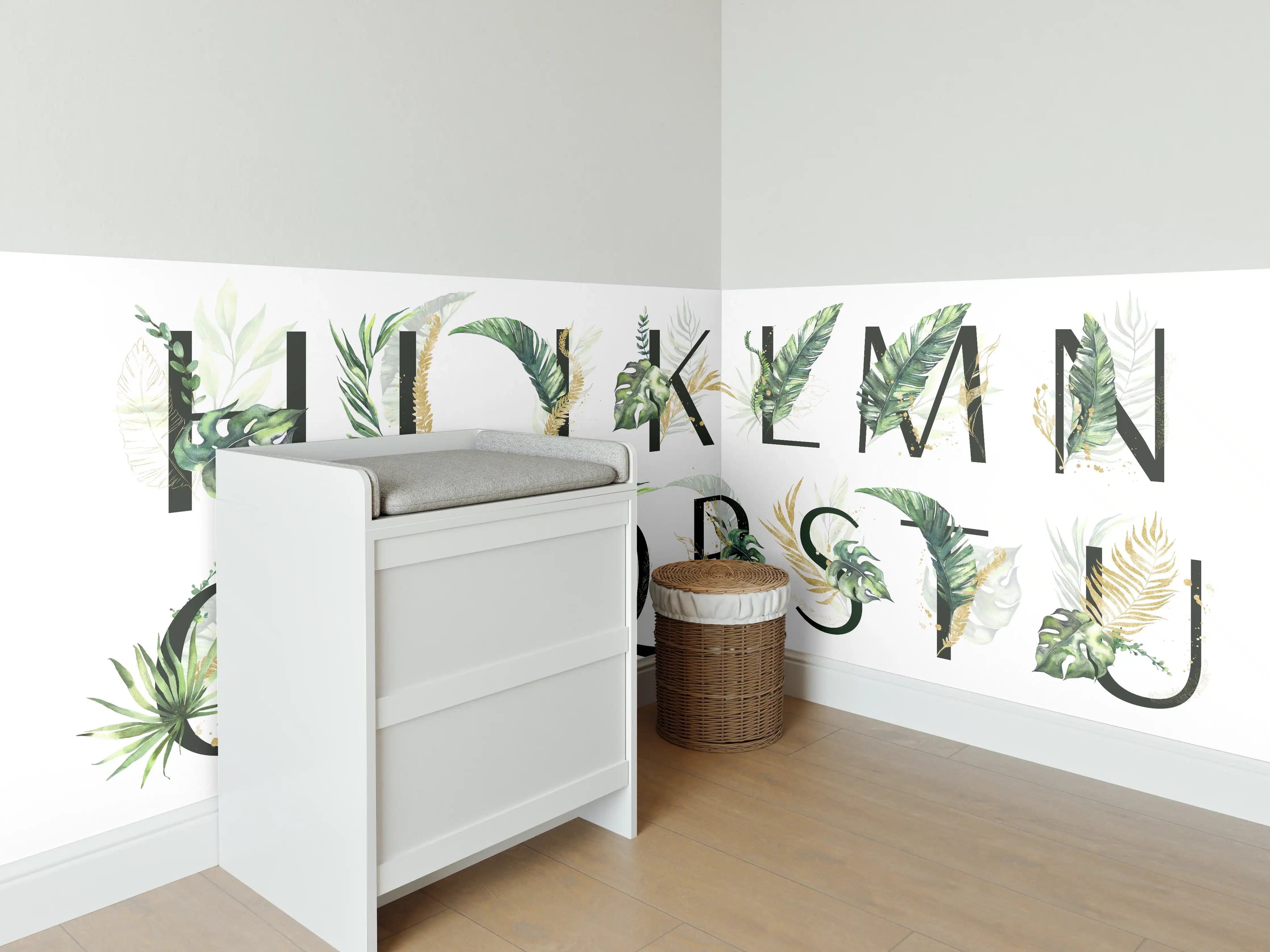Babyzimmer Wandgestaltung - Pflanzliche Alphabet Sammlung