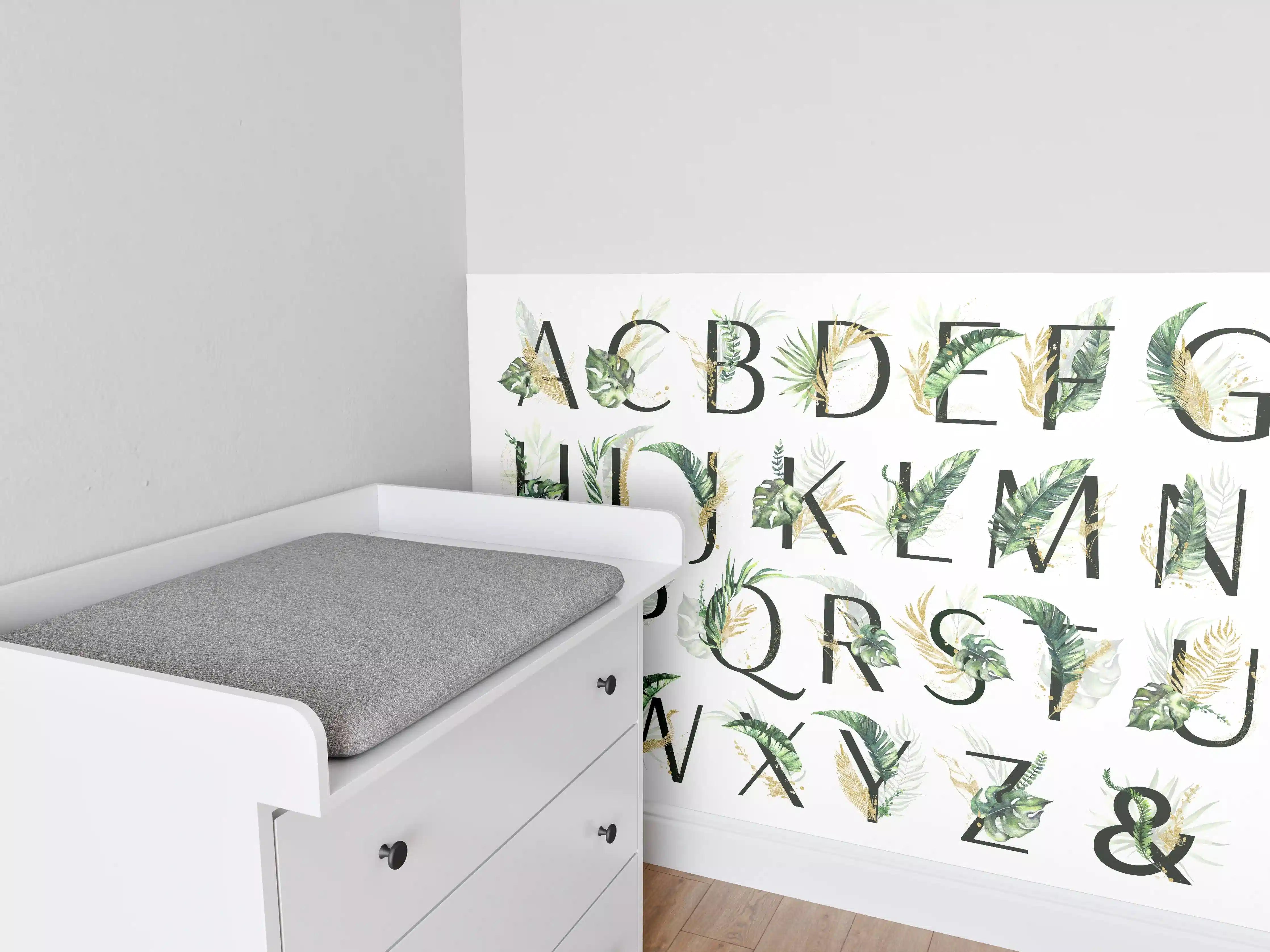 Babyzimmer Wandgestaltung - Pflanzliche Alphabet Sammlung