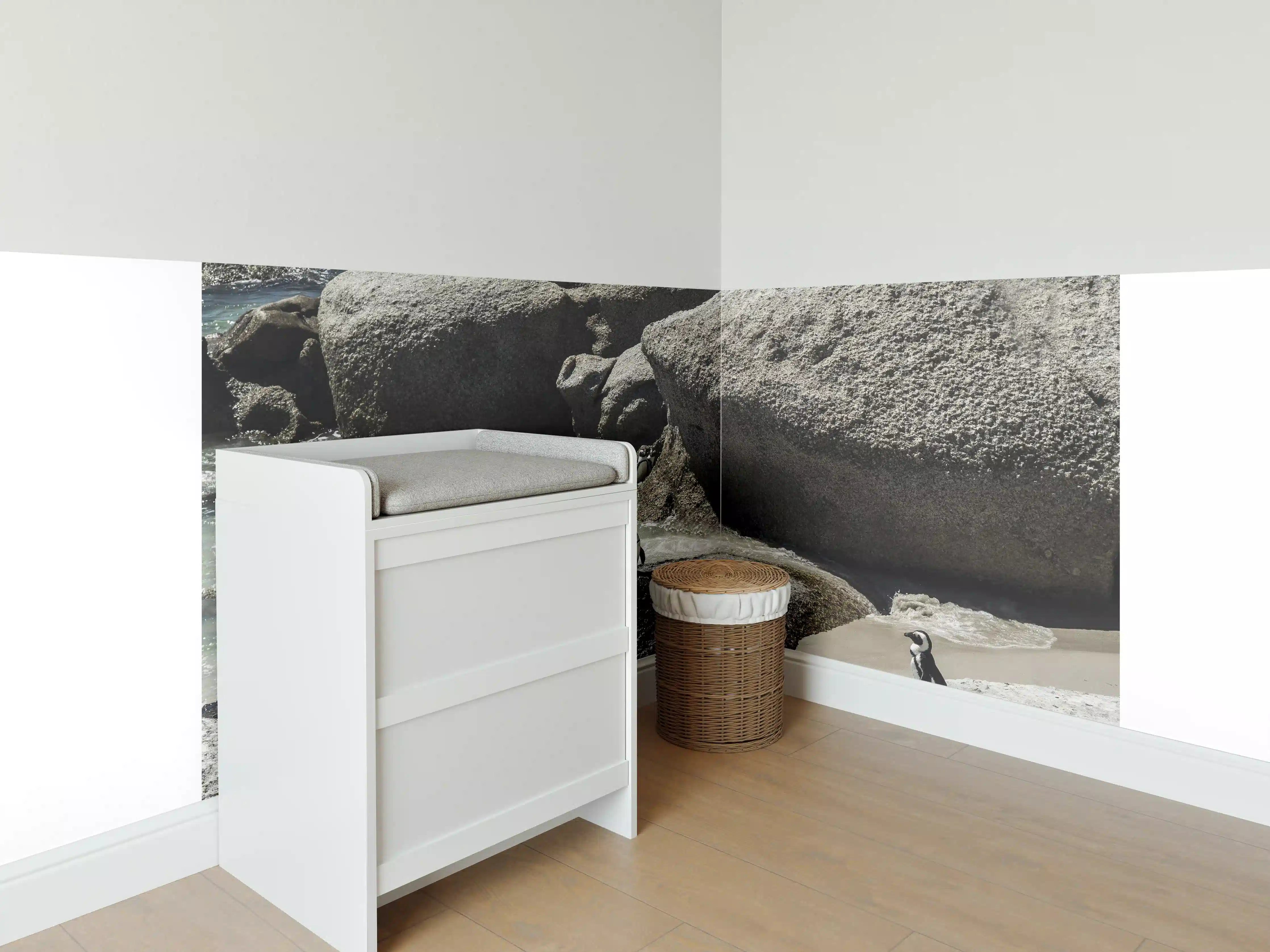 Babyzimmer Wandgestaltung - Pinguine an Felsküste