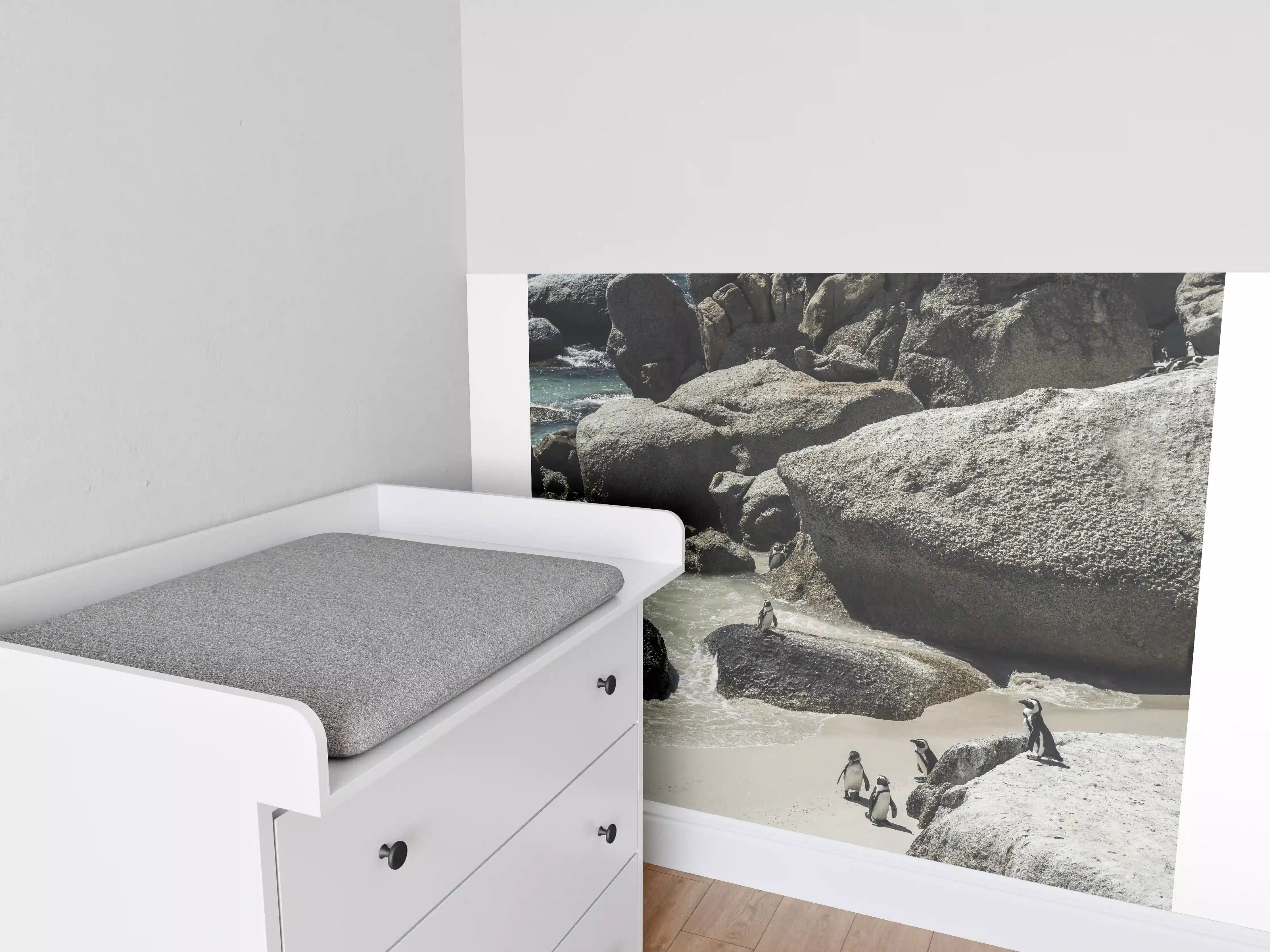 Babyzimmer Wandgestaltung - Pinguine an Felsküste