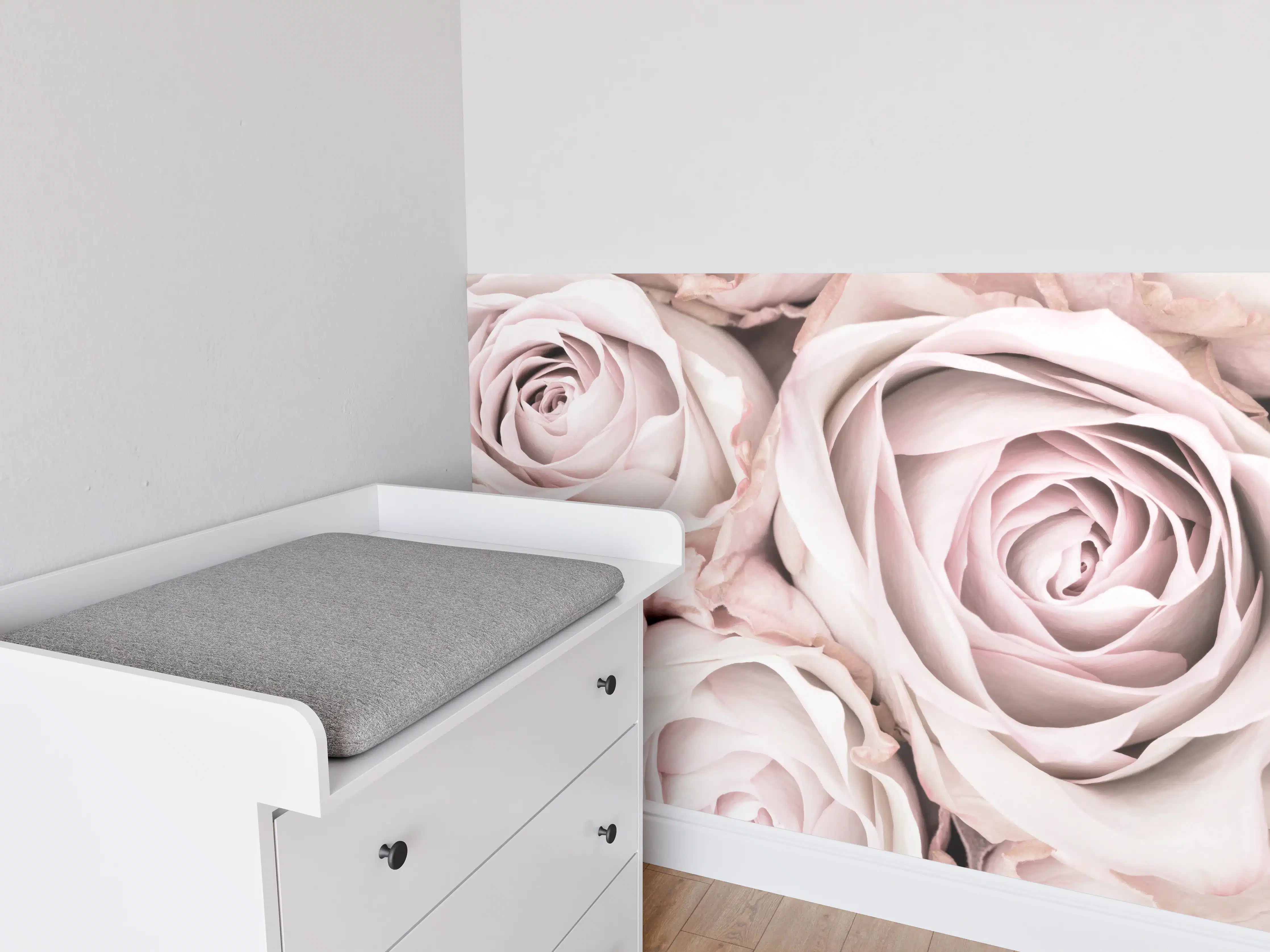 Babyzimmer Wandgestaltung - Pinke Rosen - Floral