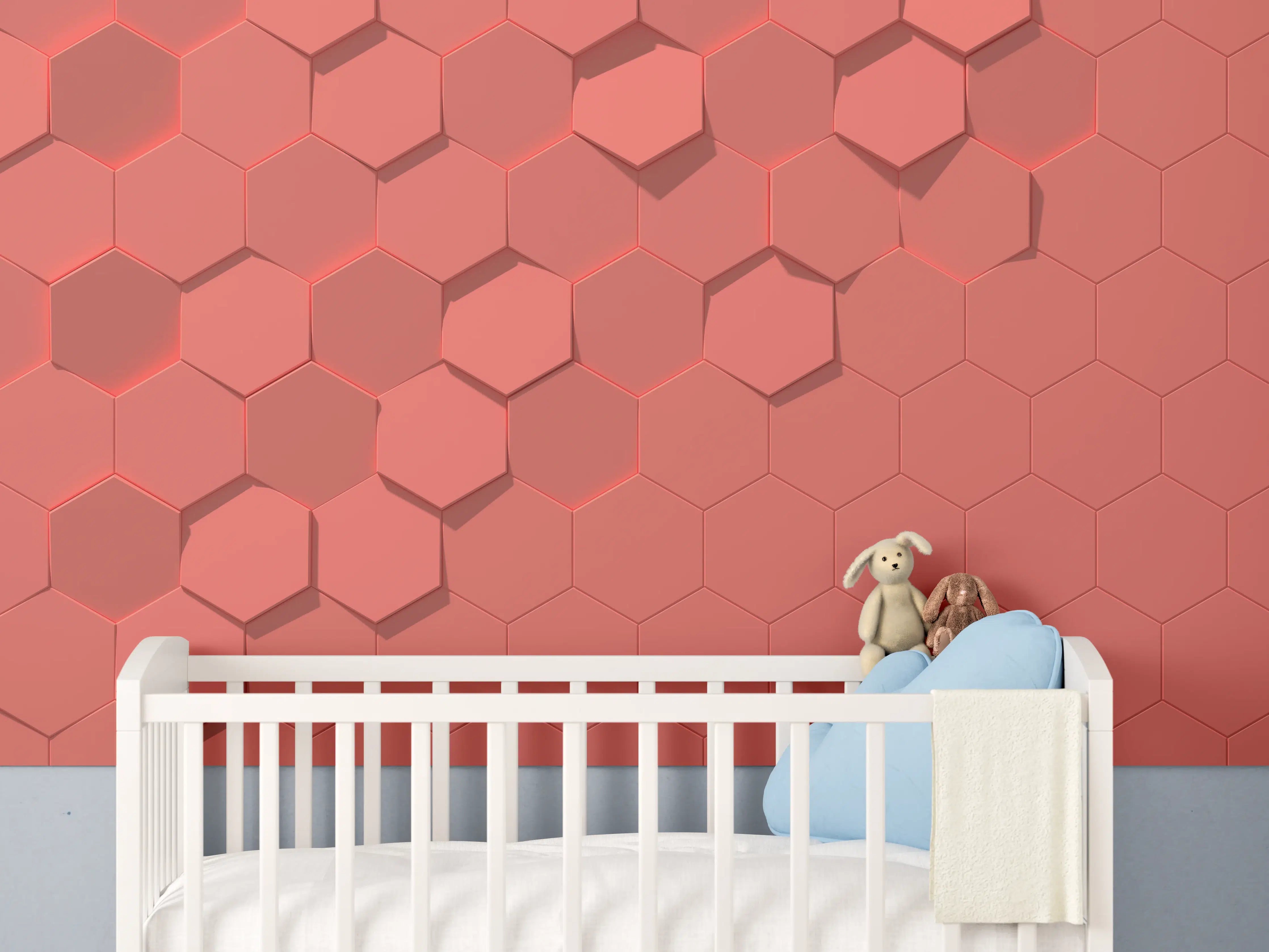 Babyzimmer Wandgestaltung - Pinkes Sechseck Muster
