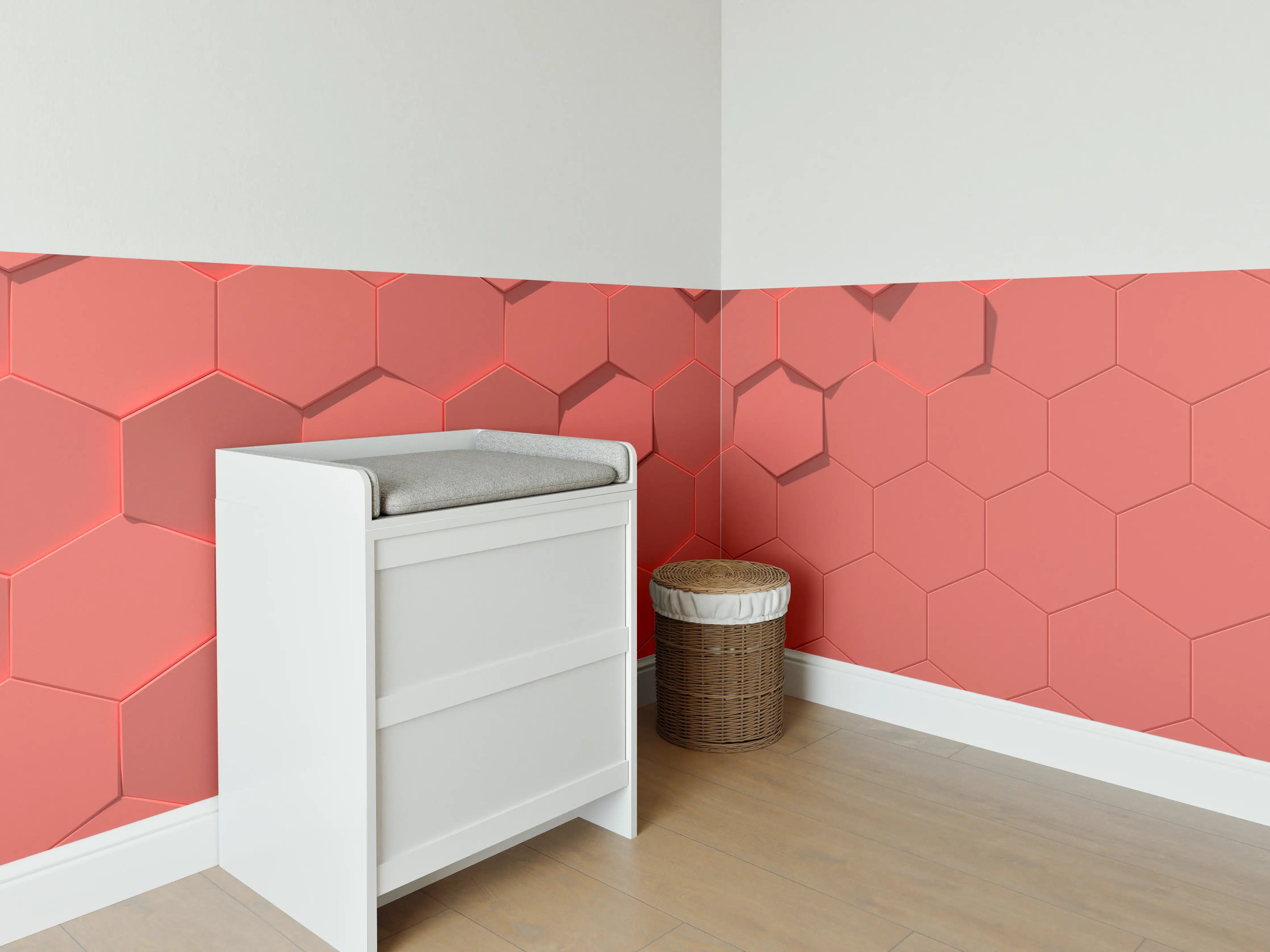 Babyzimmer Wandgestaltung - Pinkes Sechseck Muster