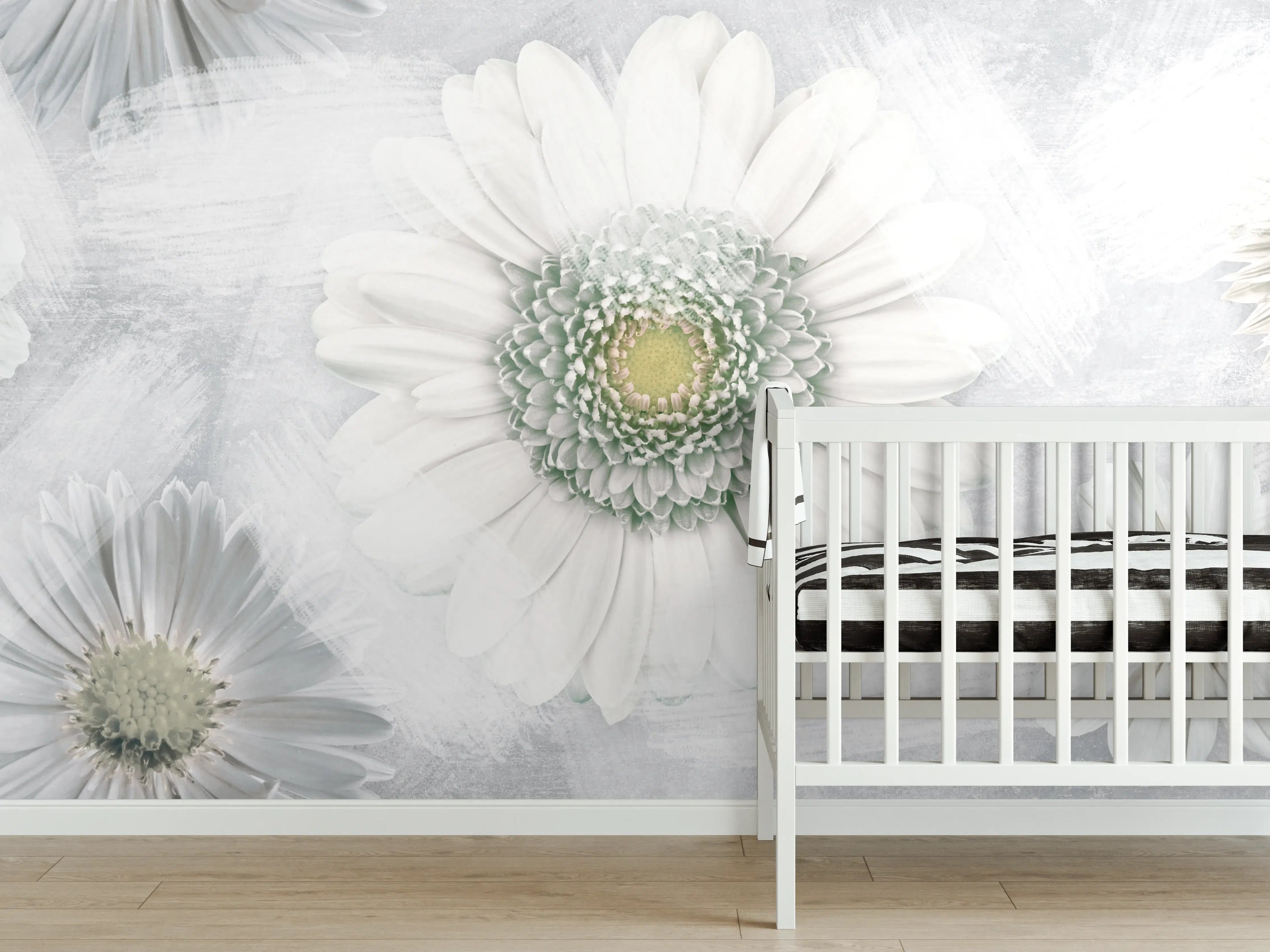 Babyzimmer Wandgestaltung - Pinsel Effekt - Blumen Muster