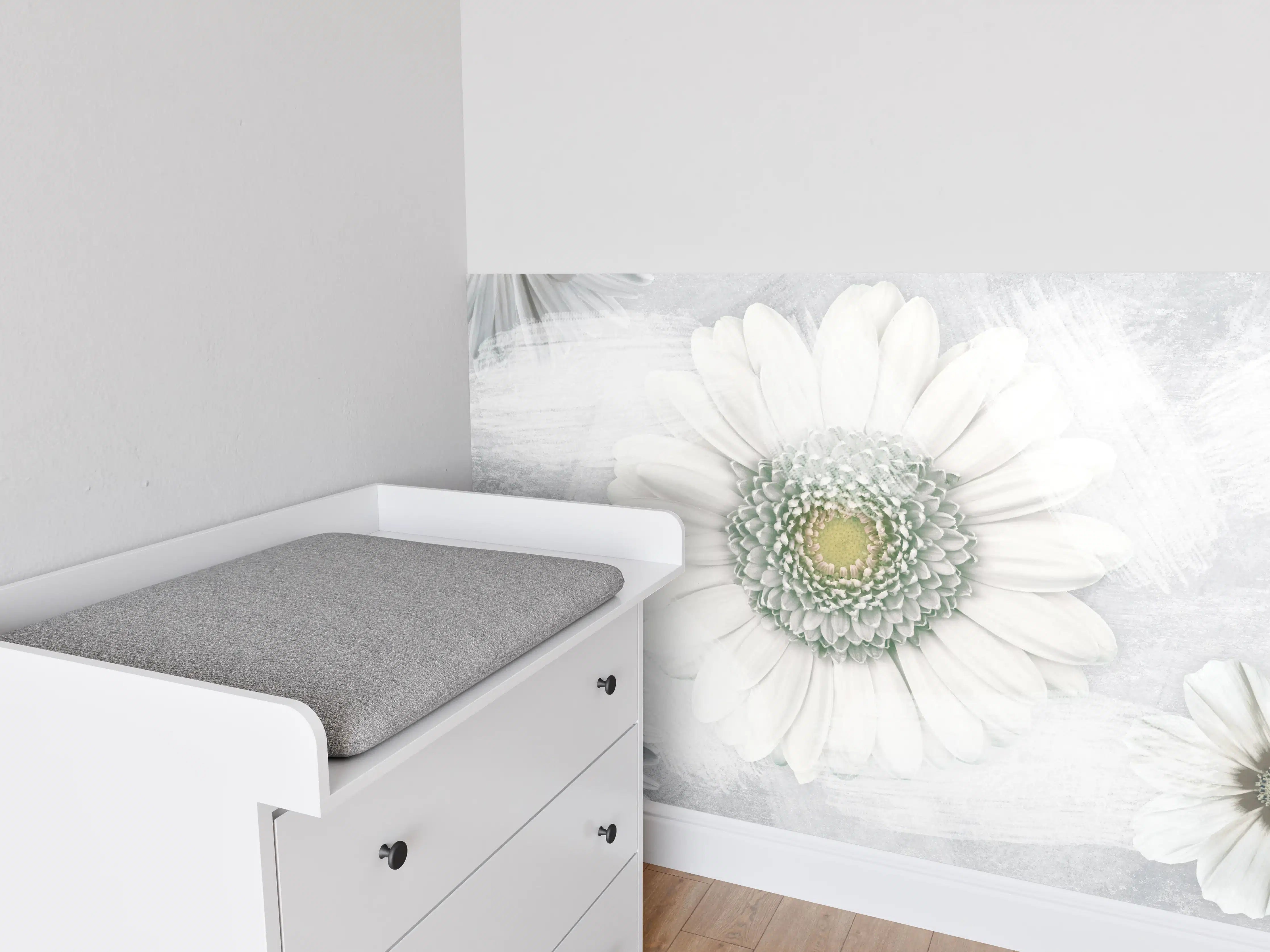 Babyzimmer Wandgestaltung - Pinsel Effekt - Blumen Muster