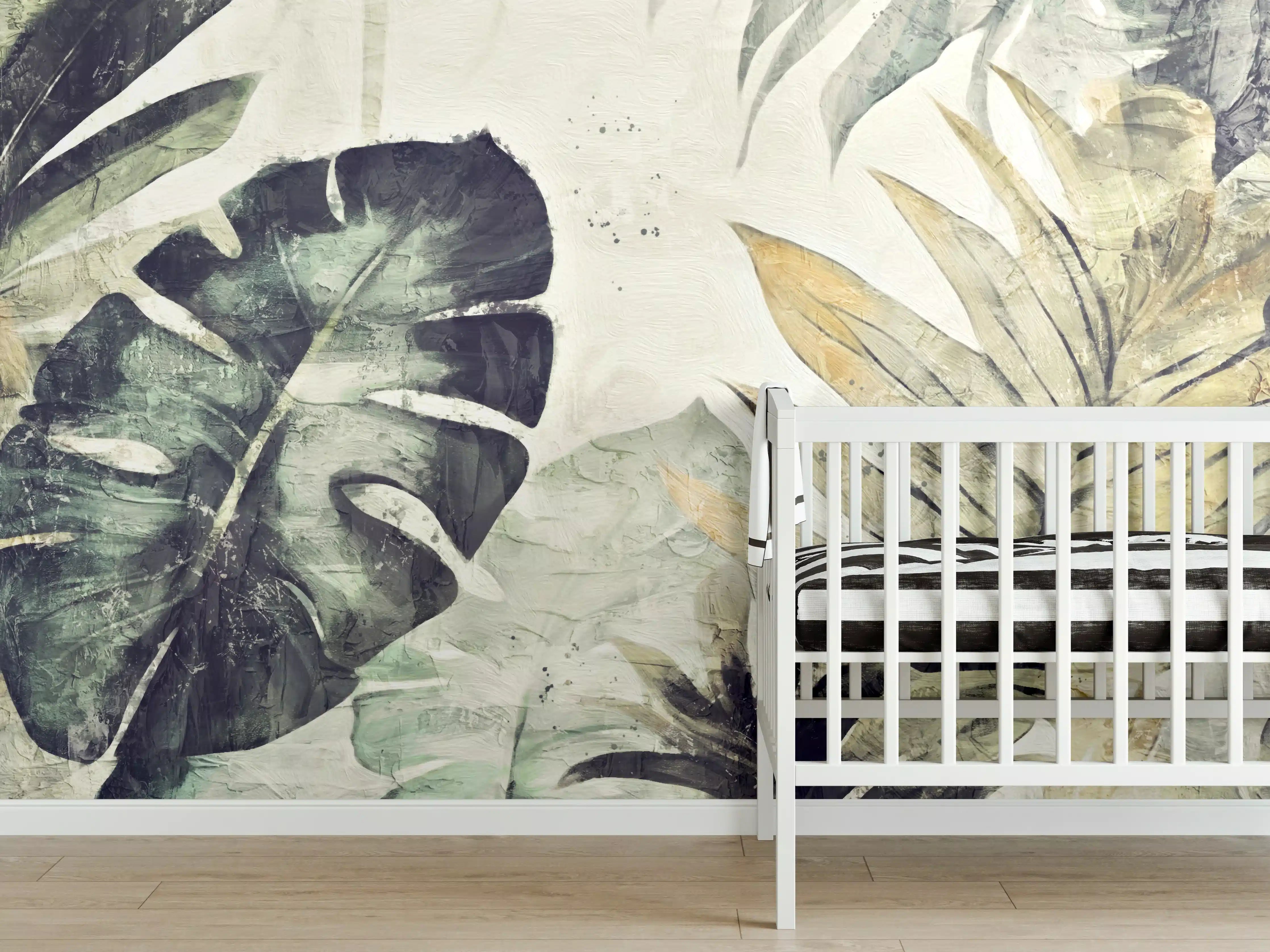 Babyzimmer Wandgestaltung - Pinselkunst - Floral
