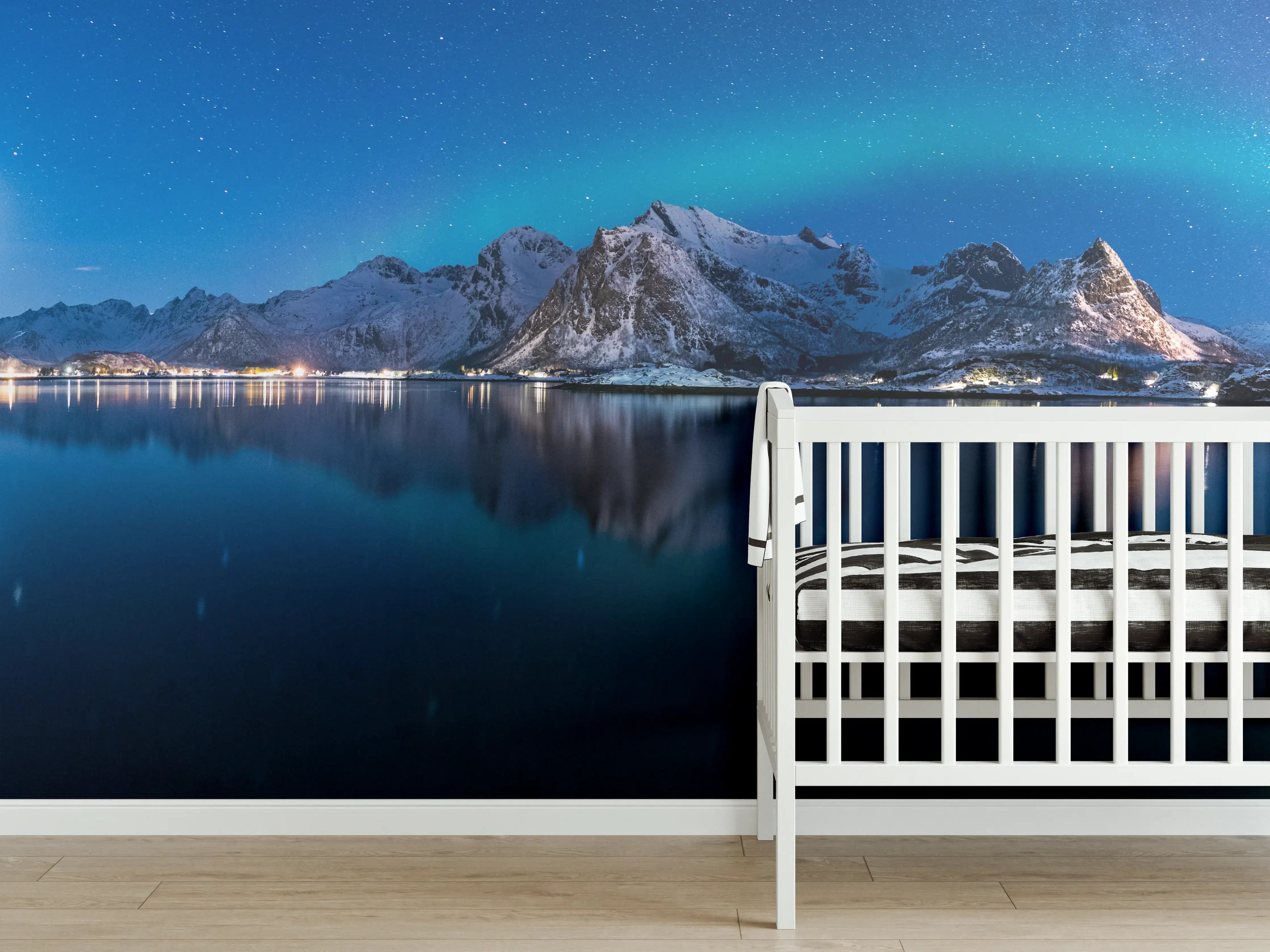 Babyzimmer Wandgestaltung - Polarlichter am Himmel von Norwegen