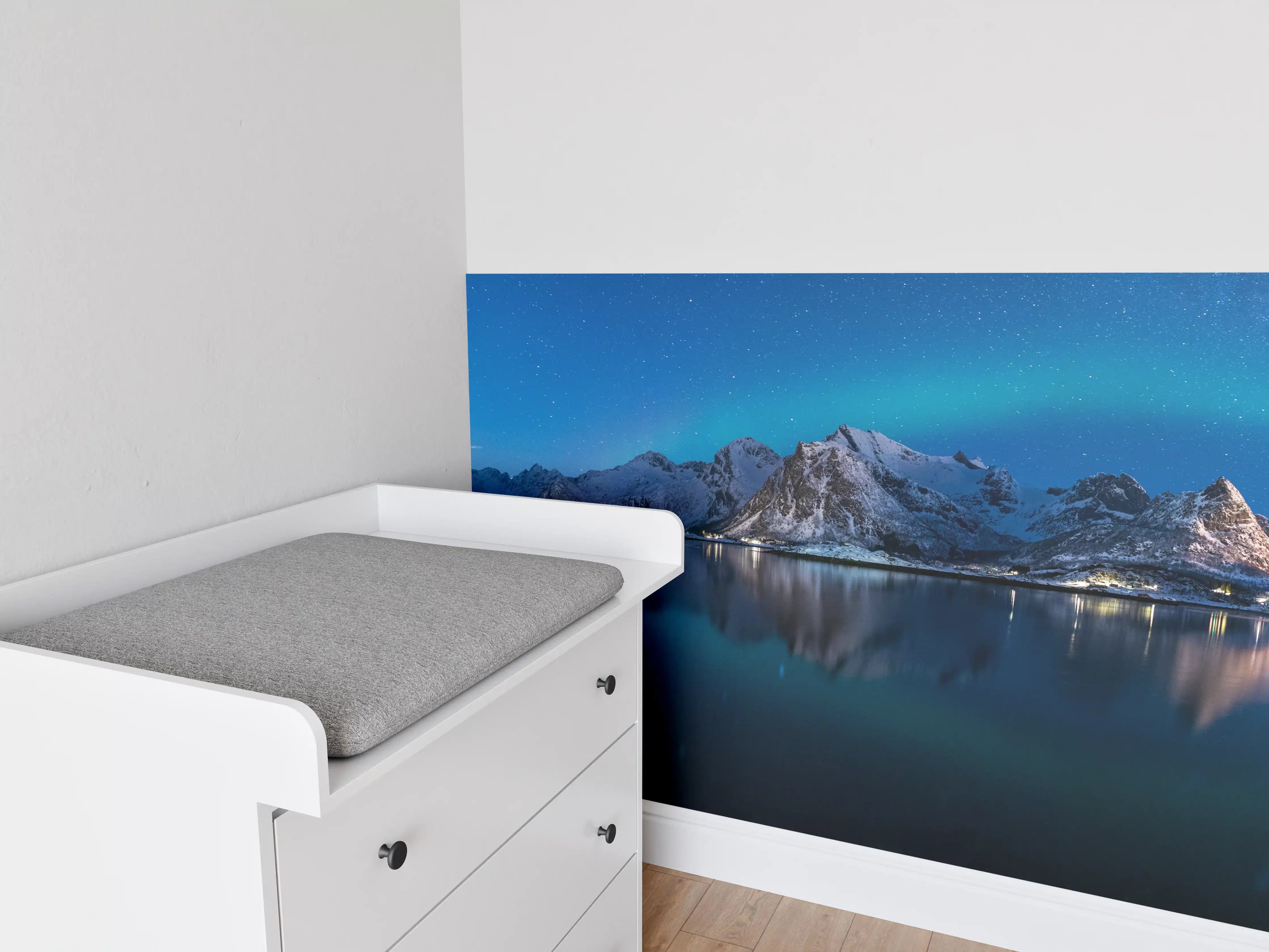Babyzimmer Wandgestaltung - Polarlichter am Himmel von Norwegen