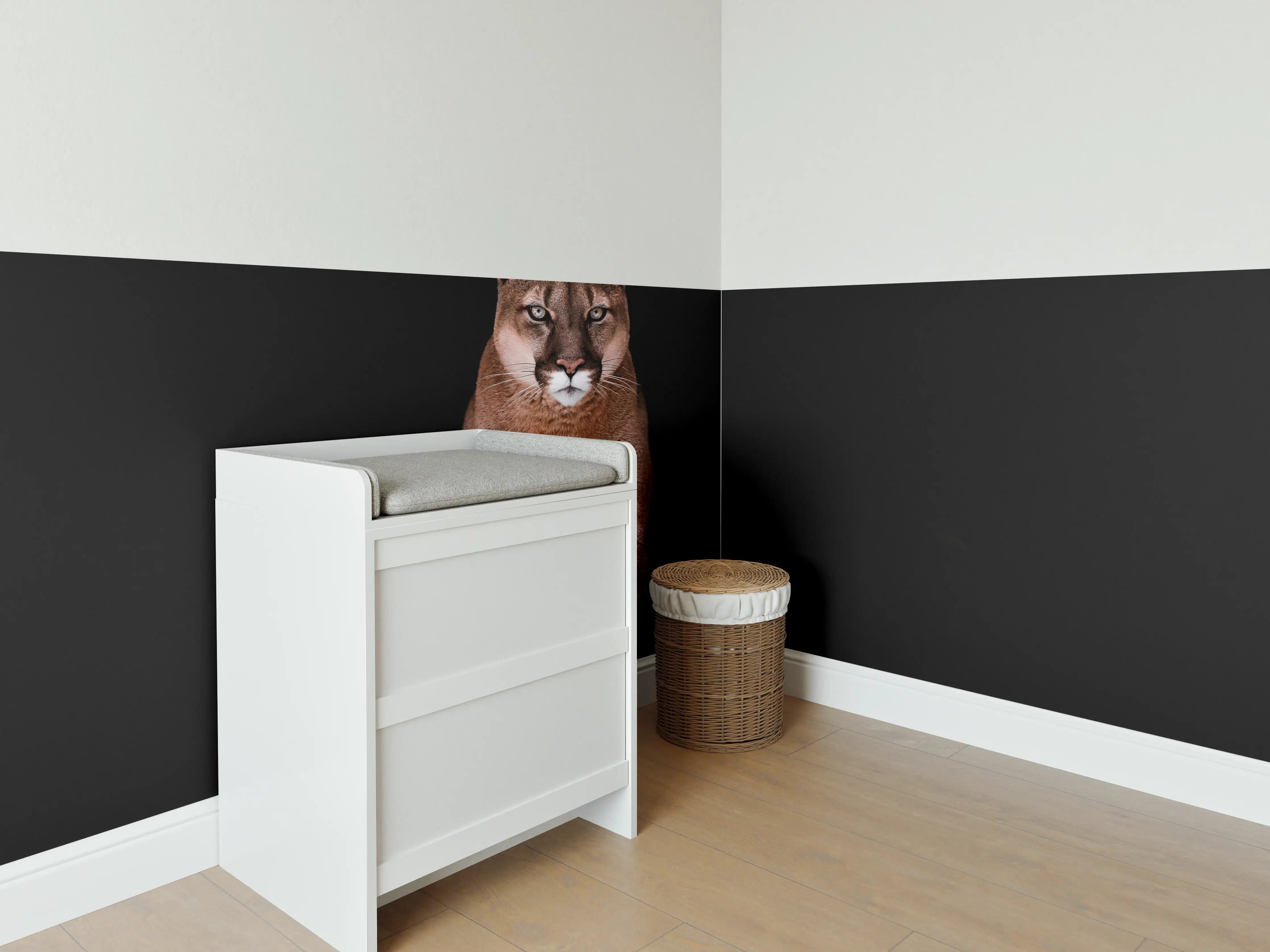 Babyzimmer Wandgestaltung - Porträt des schönen Pumas