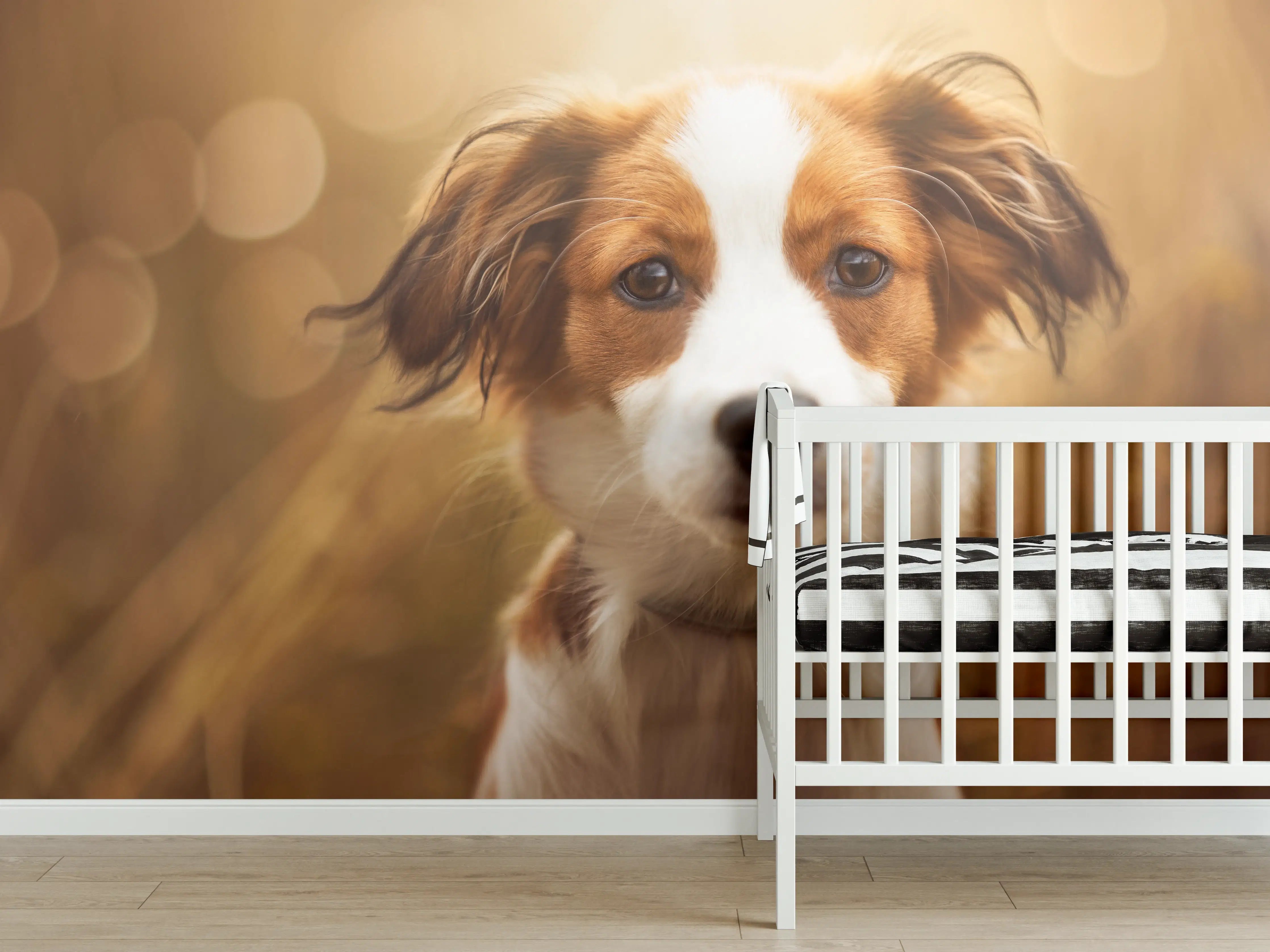 Babyzimmer Wandgestaltung - Portrait eines süßen Kooiker Hundes