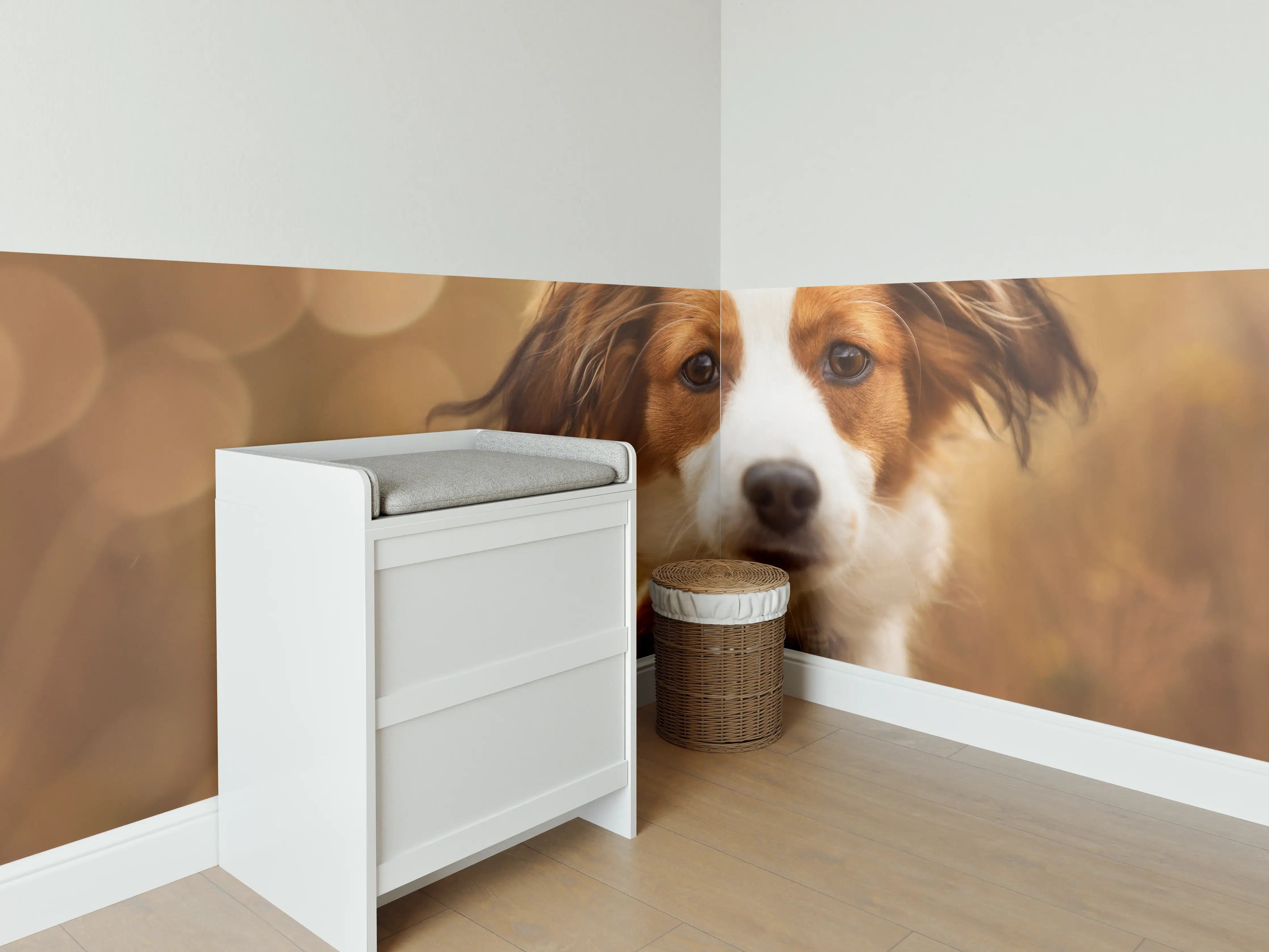 Babyzimmer Wandgestaltung - Portrait eines süßen Kooiker Hundes