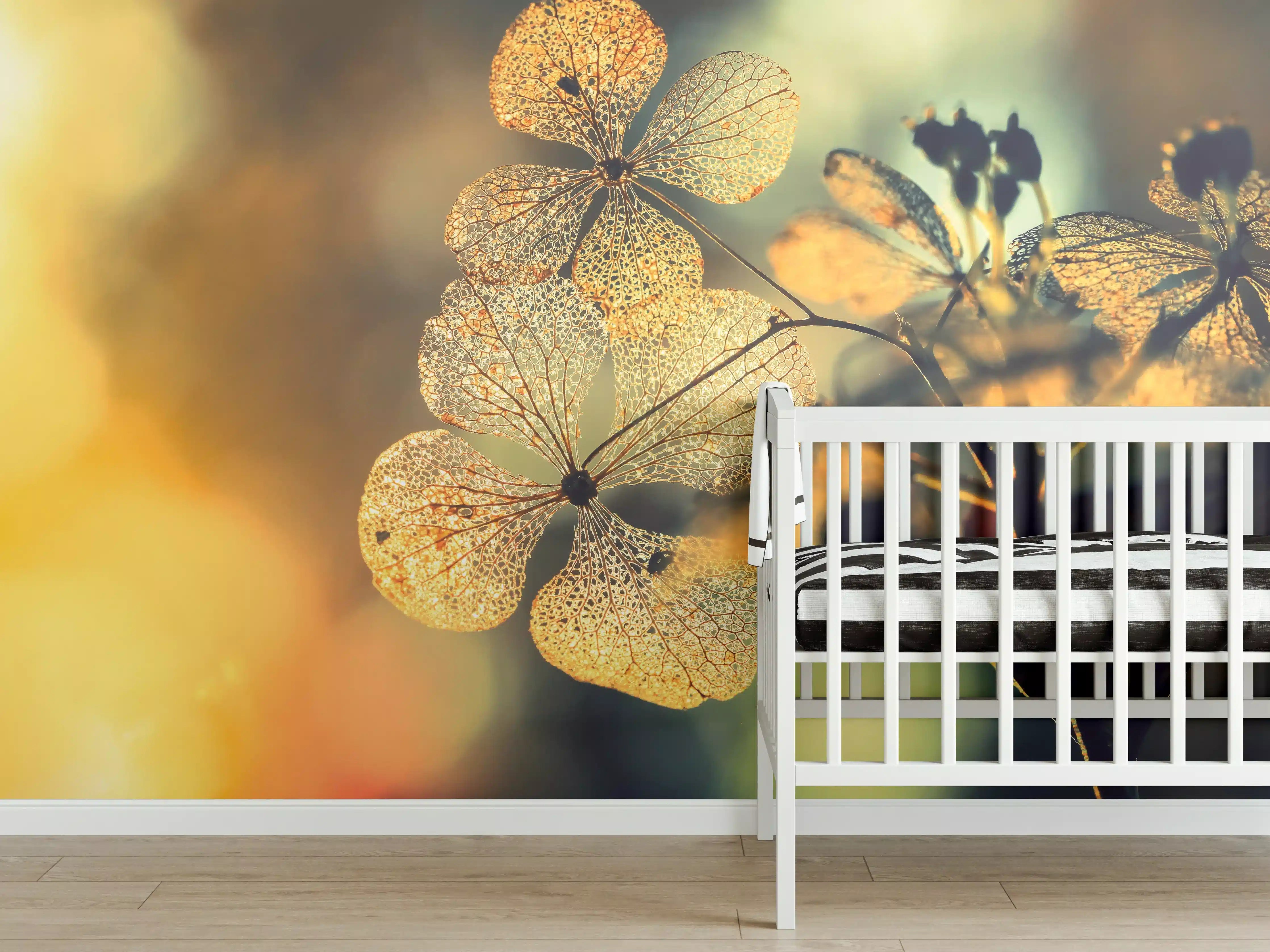 Babyzimmer Wandgestaltung - Prächtige Hortensienblüten