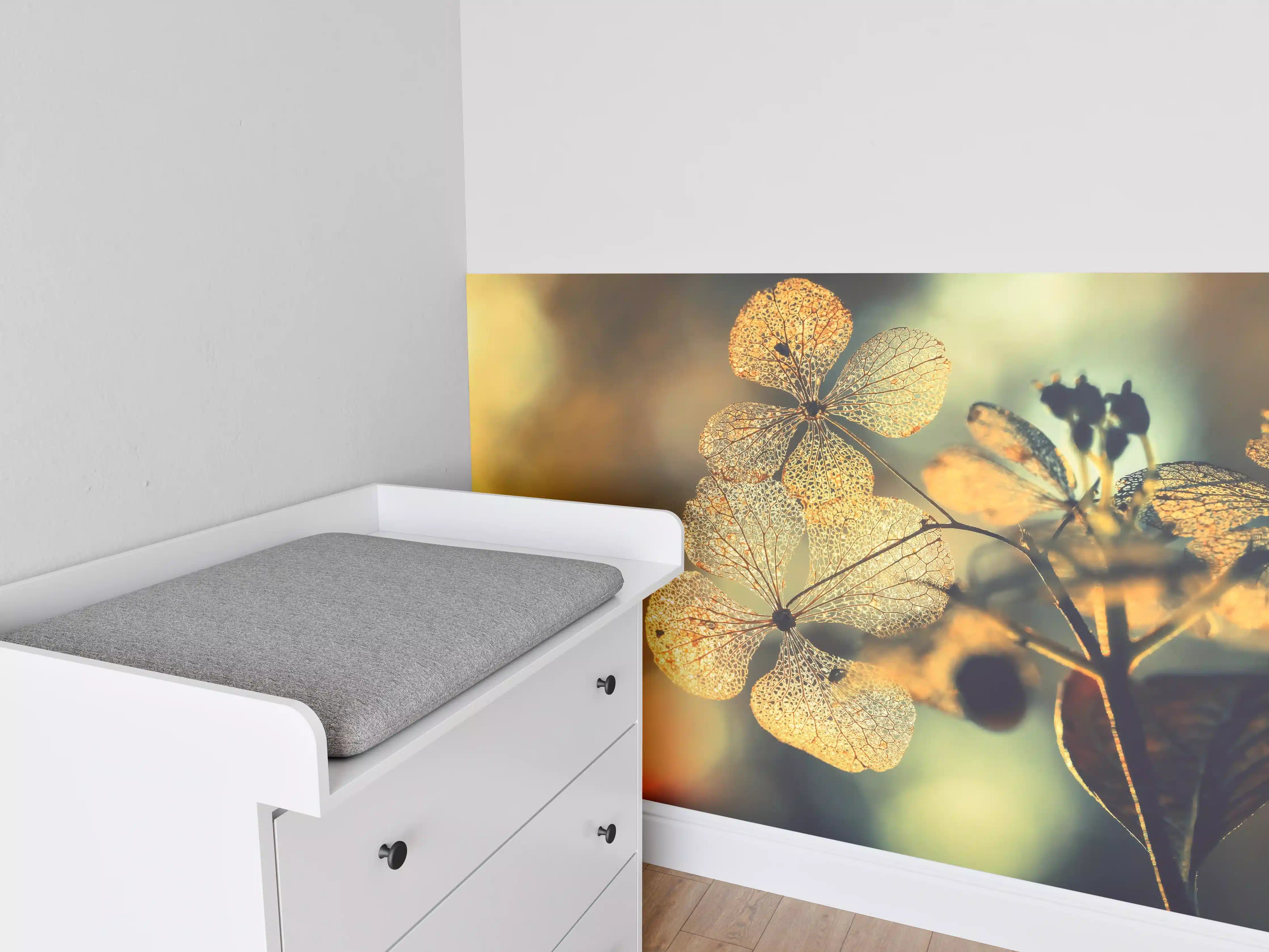 Babyzimmer Wandgestaltung - Prächtige Hortensienblüten