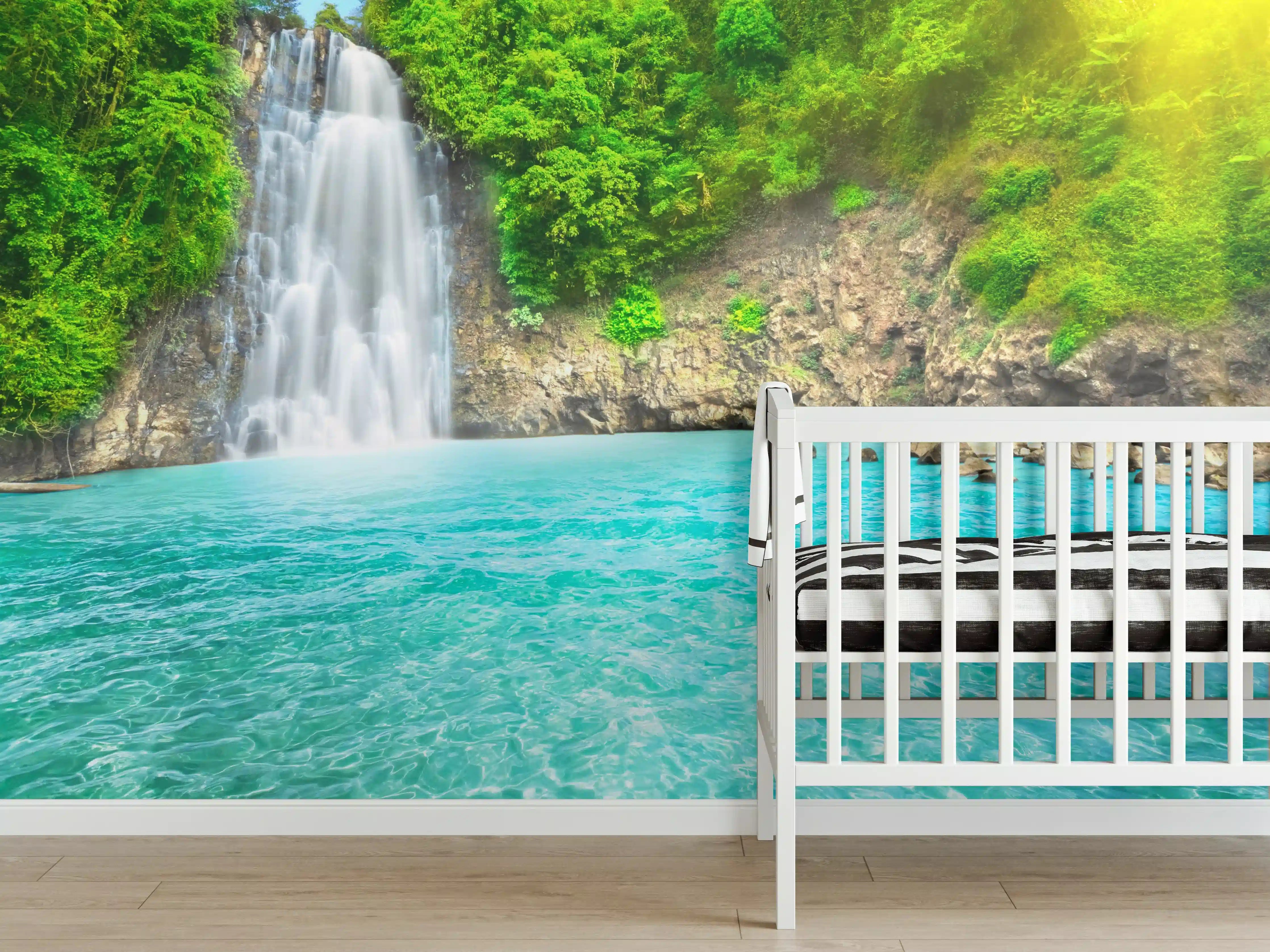 Babyzimmer Wandgestaltung - Pristine Waterfall and Turquoise River Scene