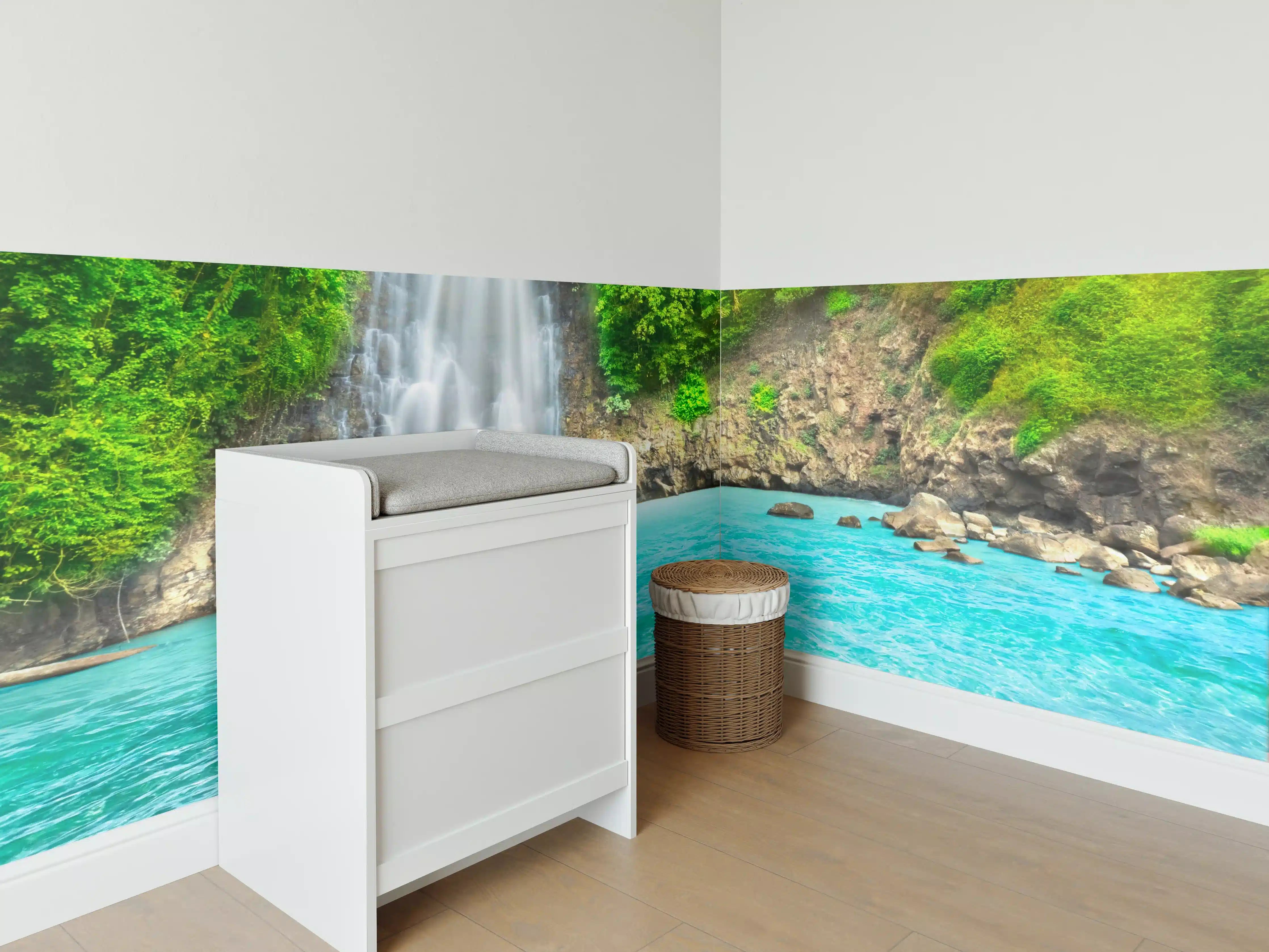 Babyzimmer Wandgestaltung - Pristine Waterfall and Turquoise River Scene