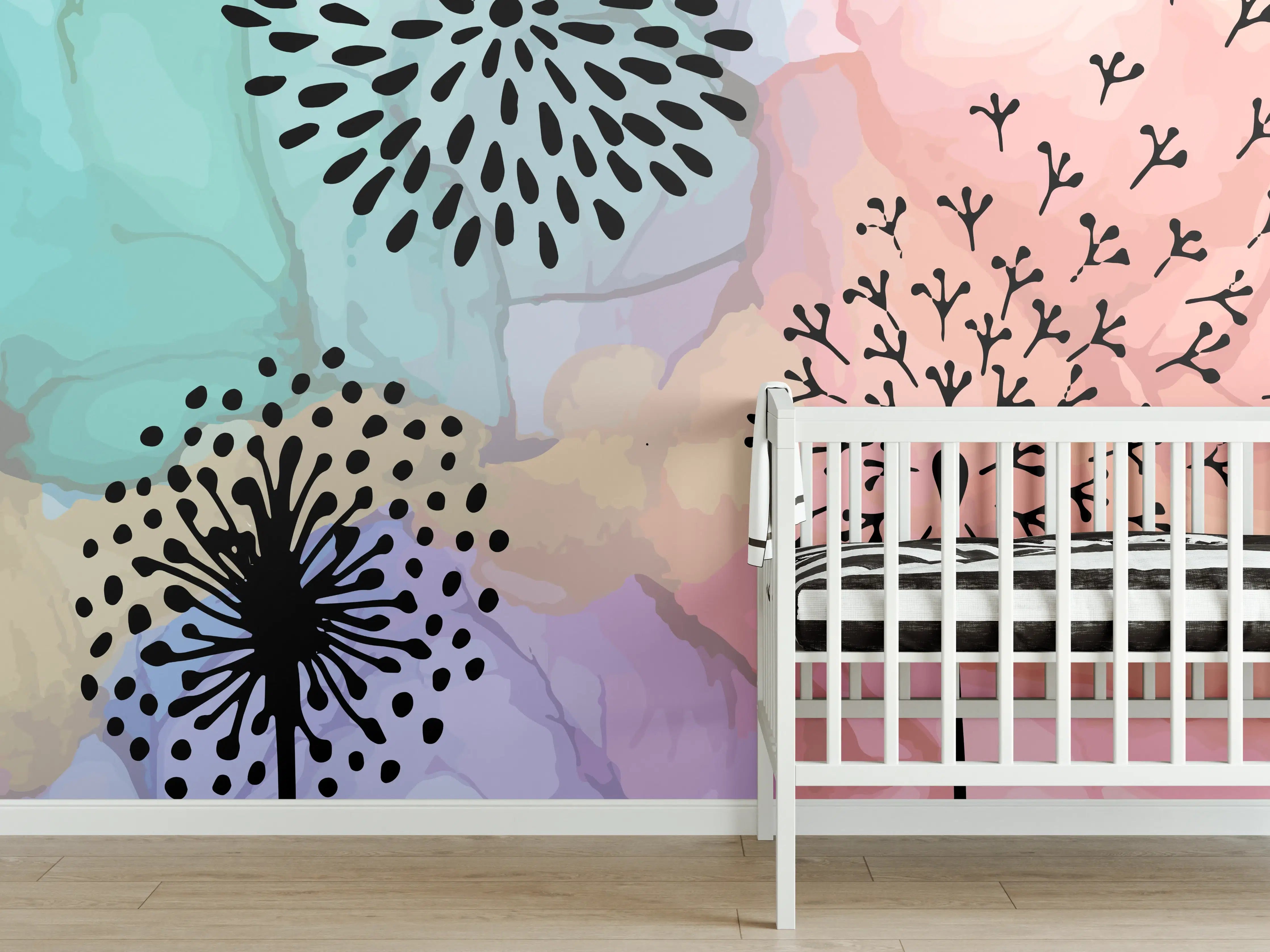 Babyzimmer Wandgestaltung - Pusteblume Aquarell