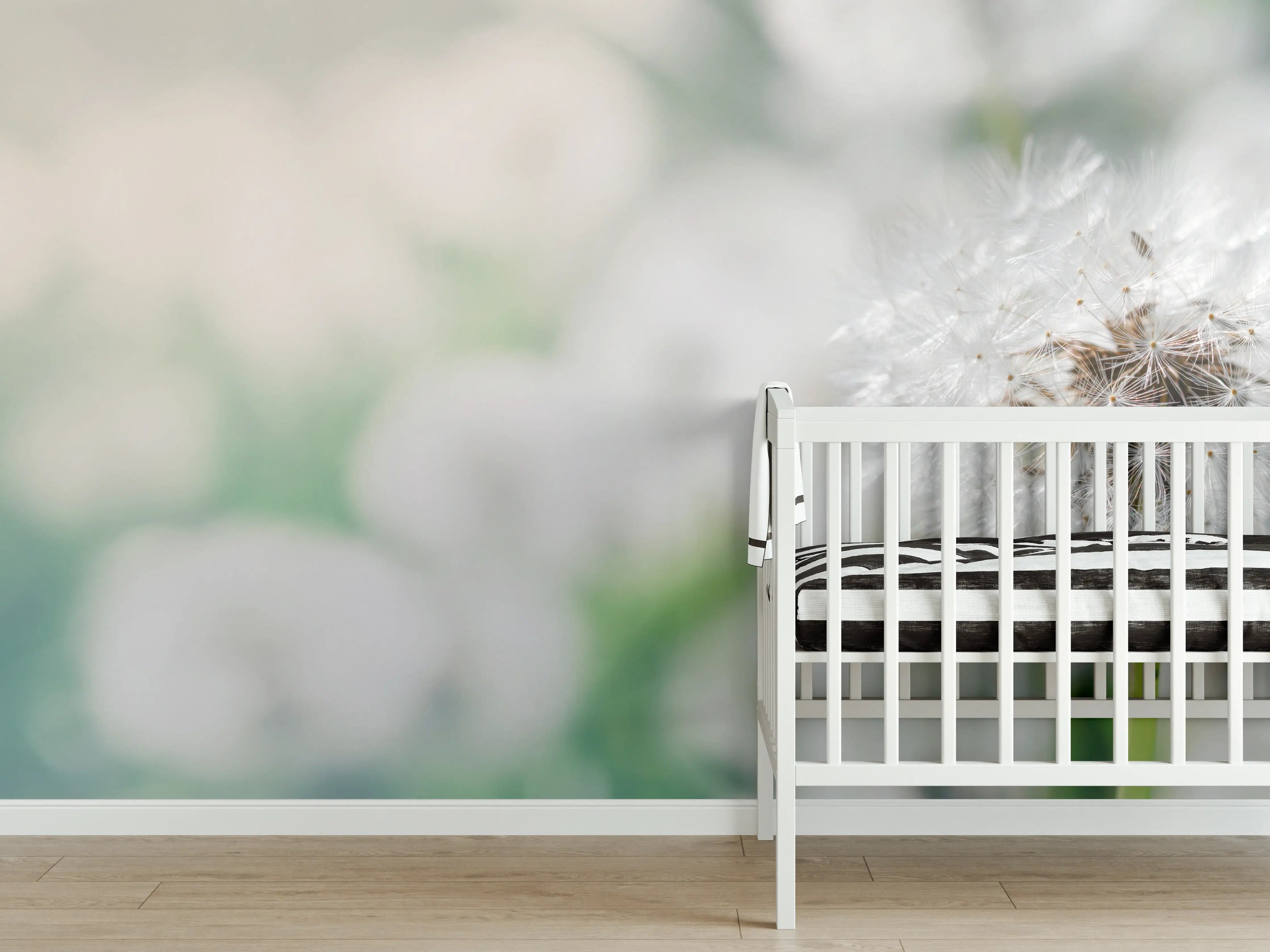 Babyzimmer Wandgestaltung - Pusteblume in Türkis-Weiß