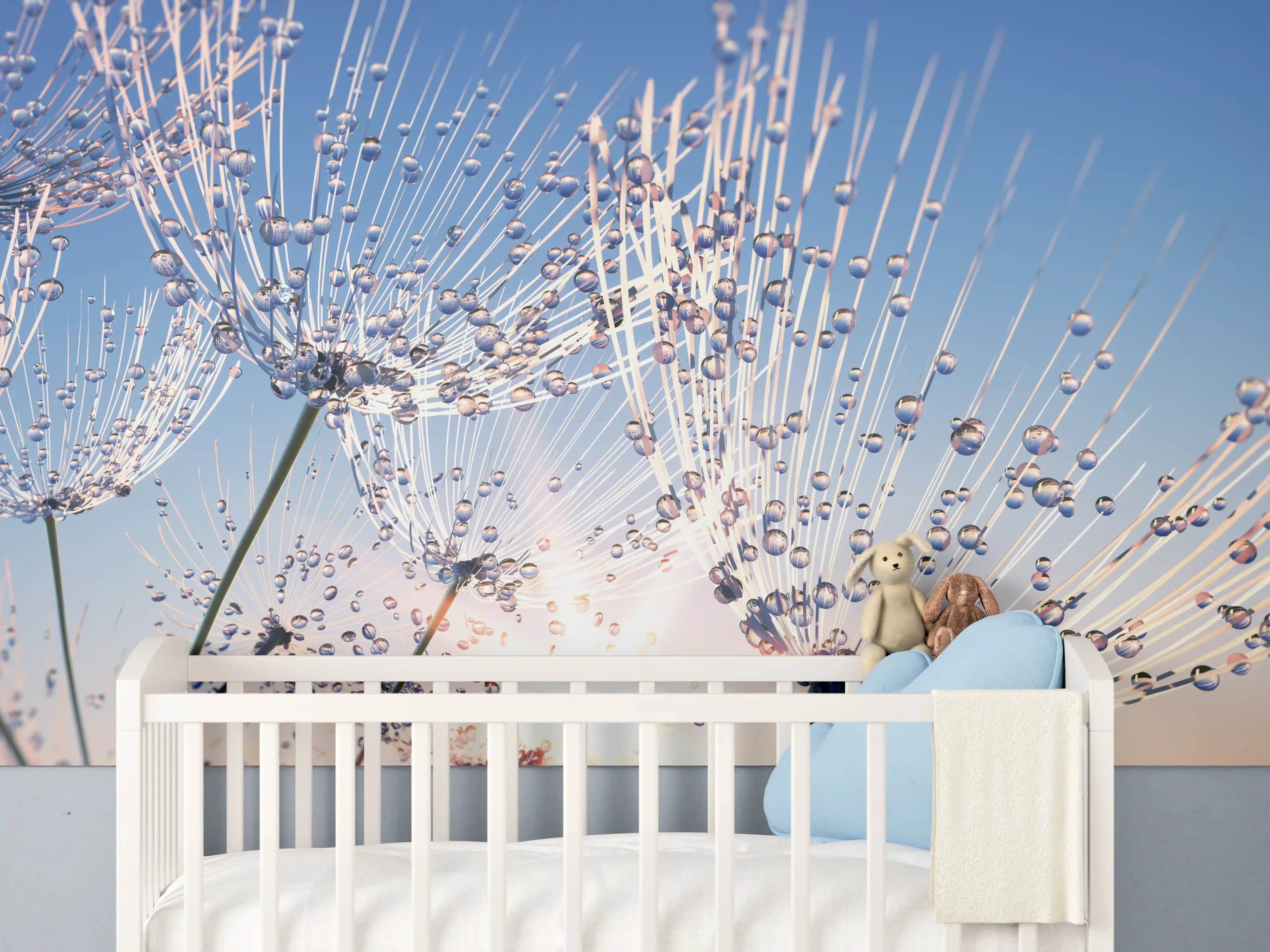 Babyzimmer Wandgestaltung - Pusteblume mit Tautropfen