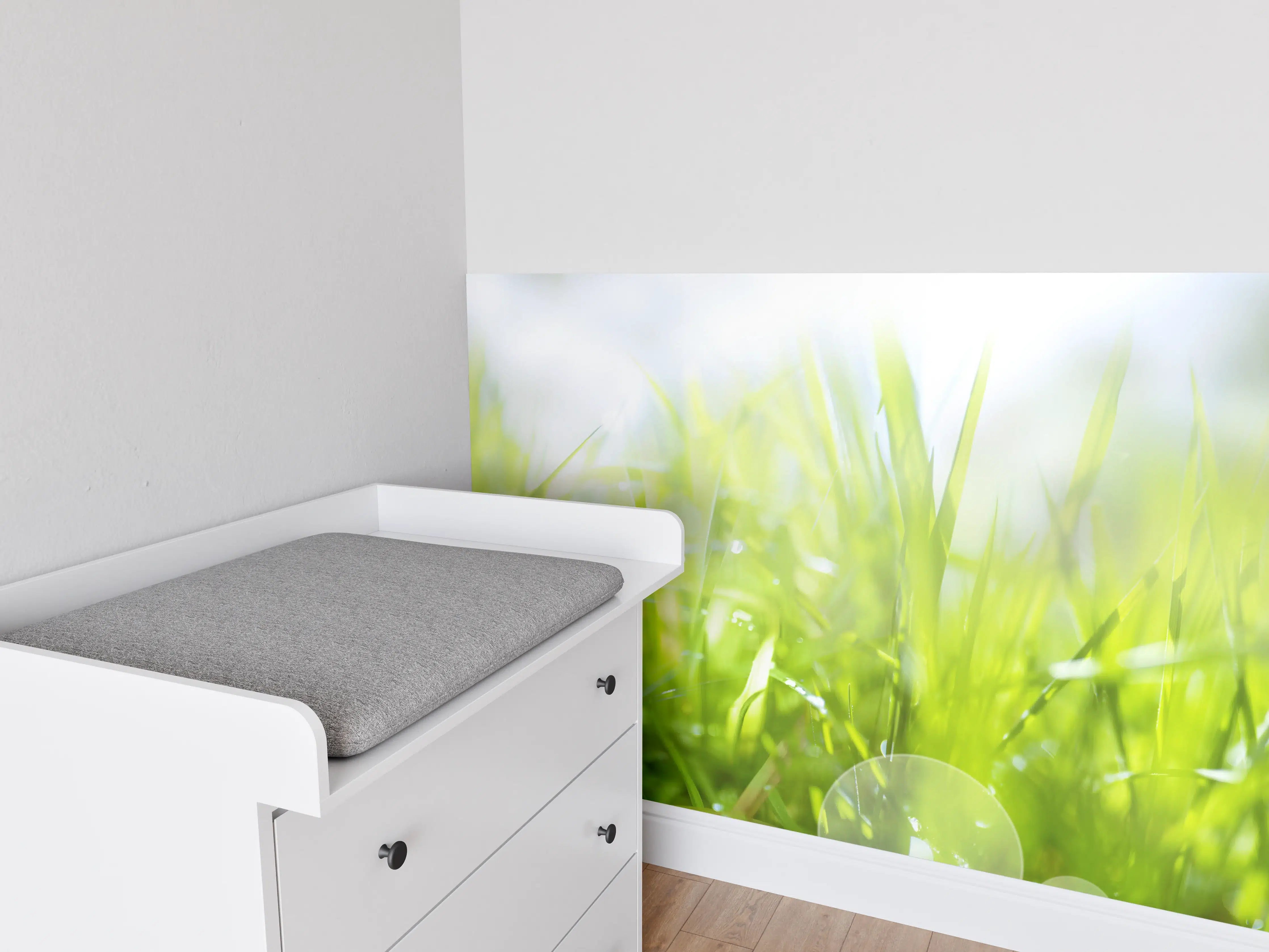 Babyzimmer Wandgestaltung - Pusteblumen auf grüner Wiese