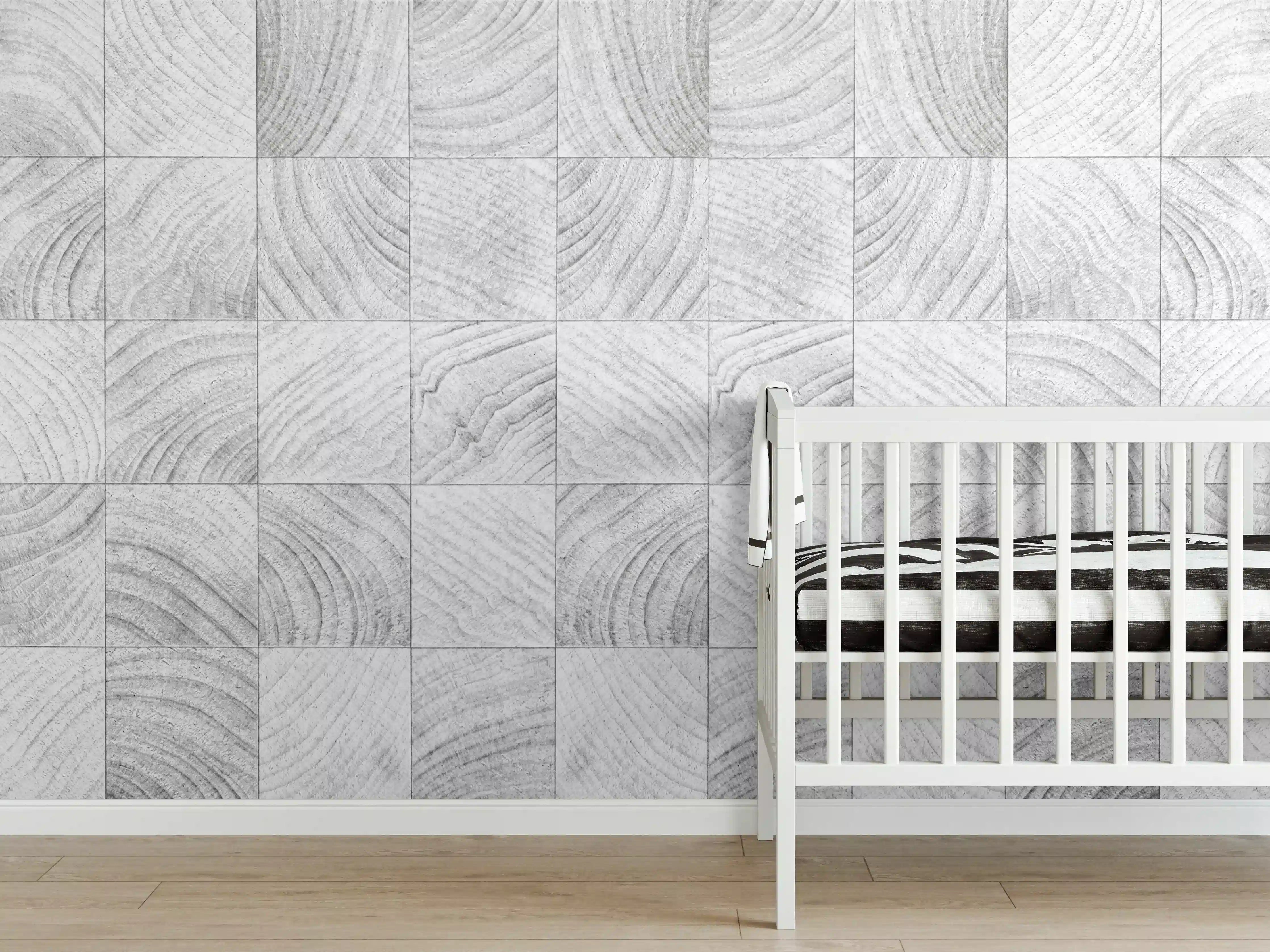 Babyzimmer Wandgestaltung - Quadratische Holzartige Fliesen