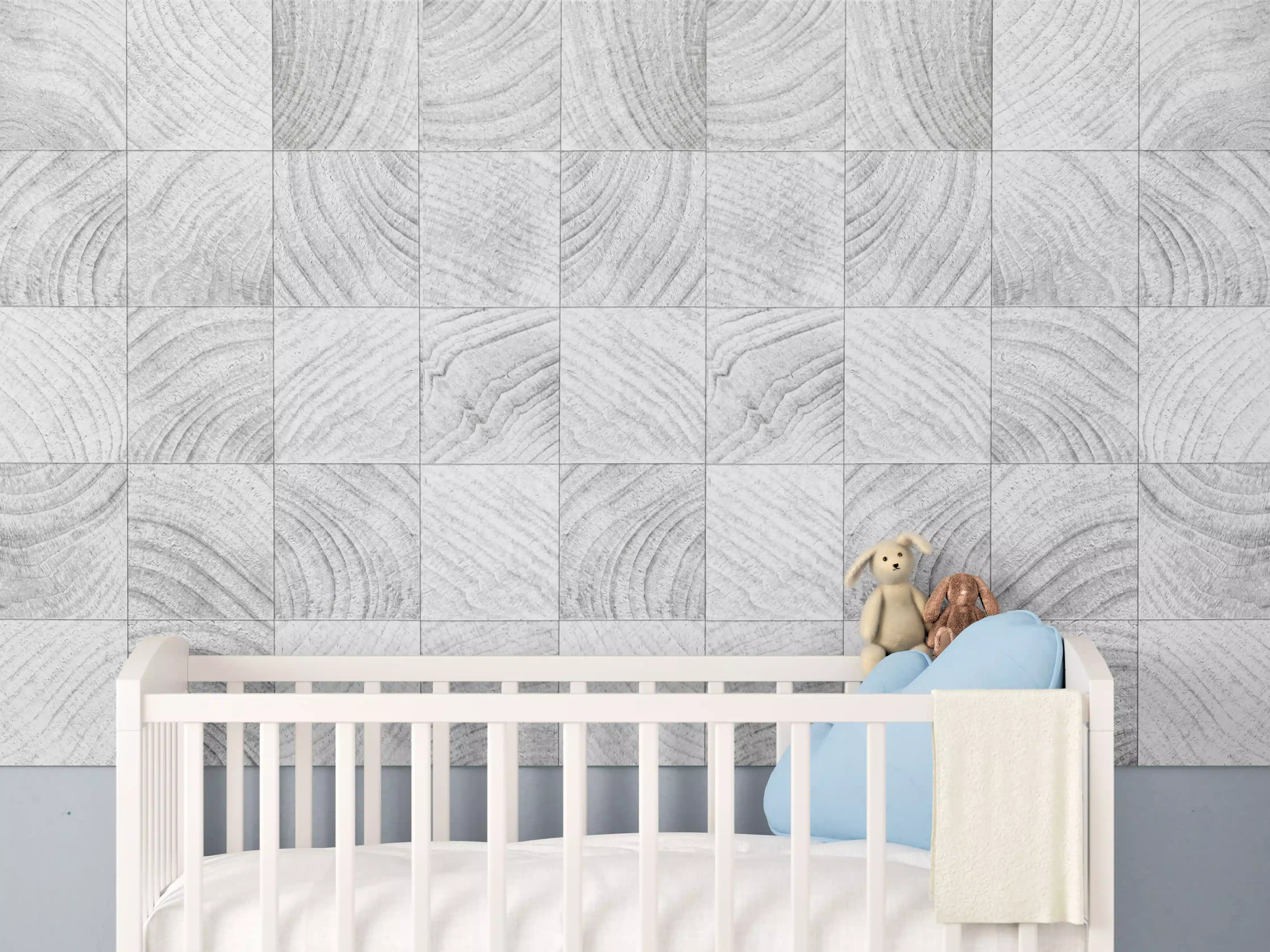 Babyzimmer Wandgestaltung - Quadratische Holzartige Fliesen
