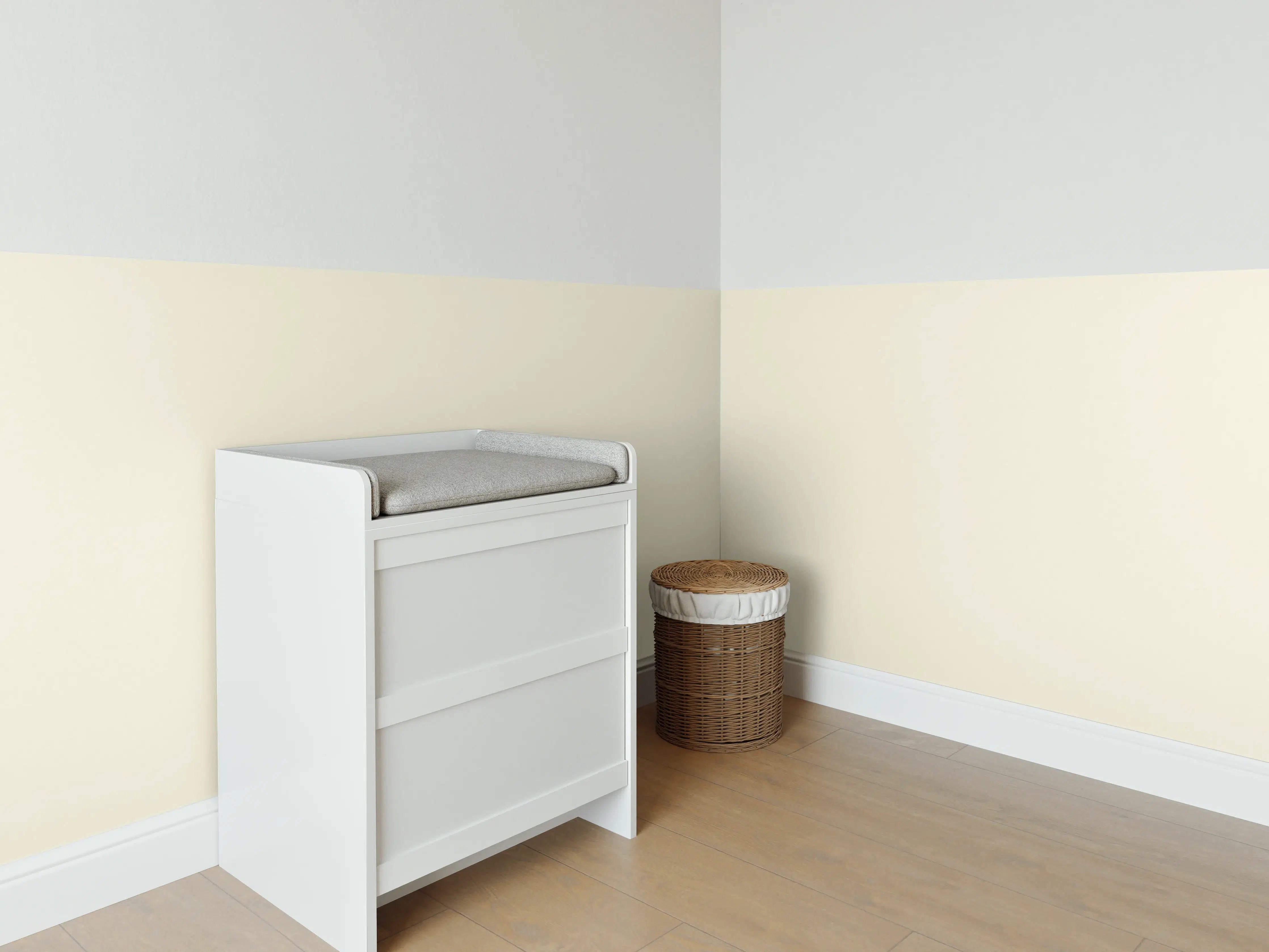 Babyzimmer Wandgestaltung - RAL 1013 (Austernweiß)