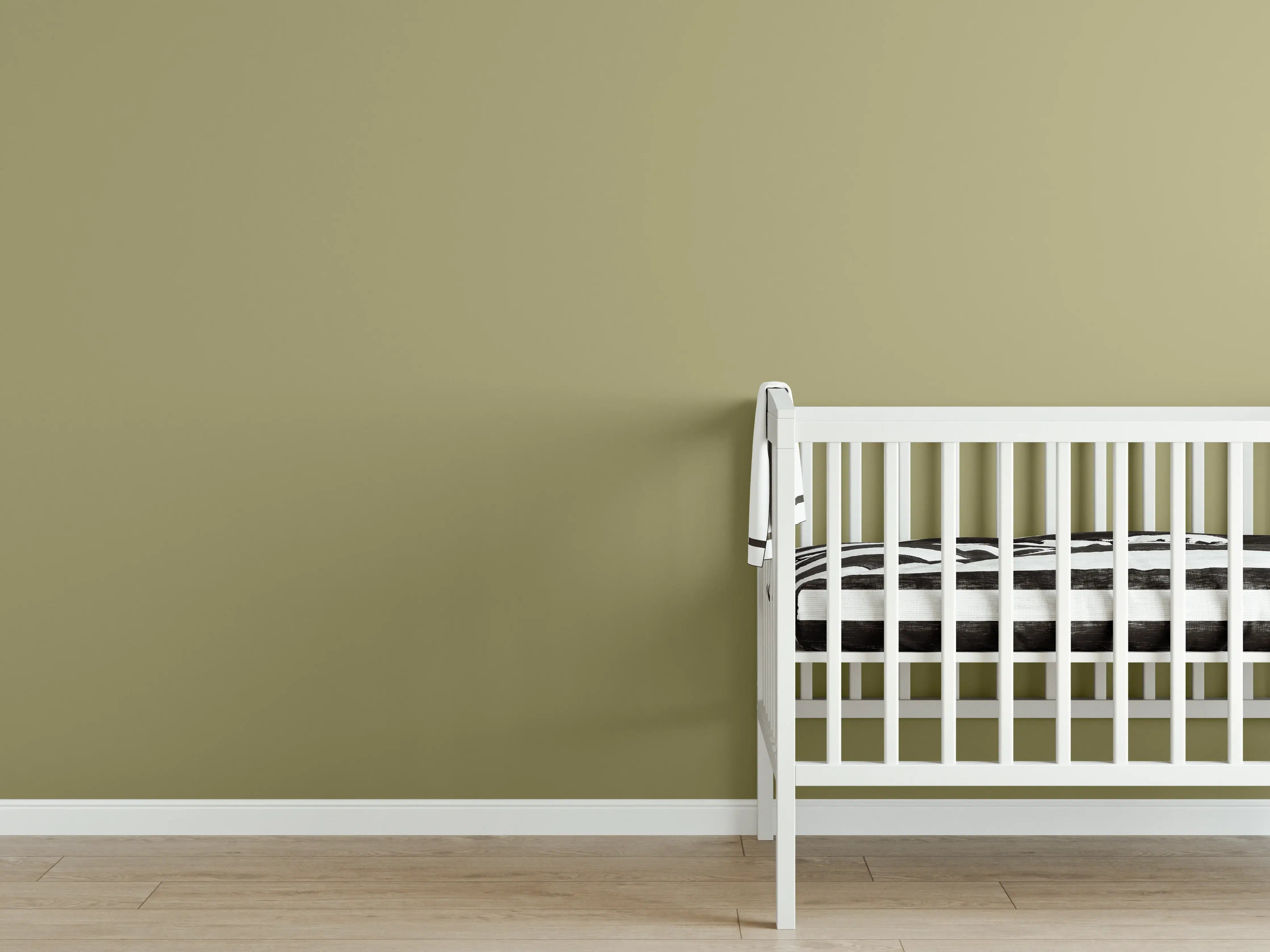 Babyzimmer Wandgestaltung - RAL 1020 (olivgelb)