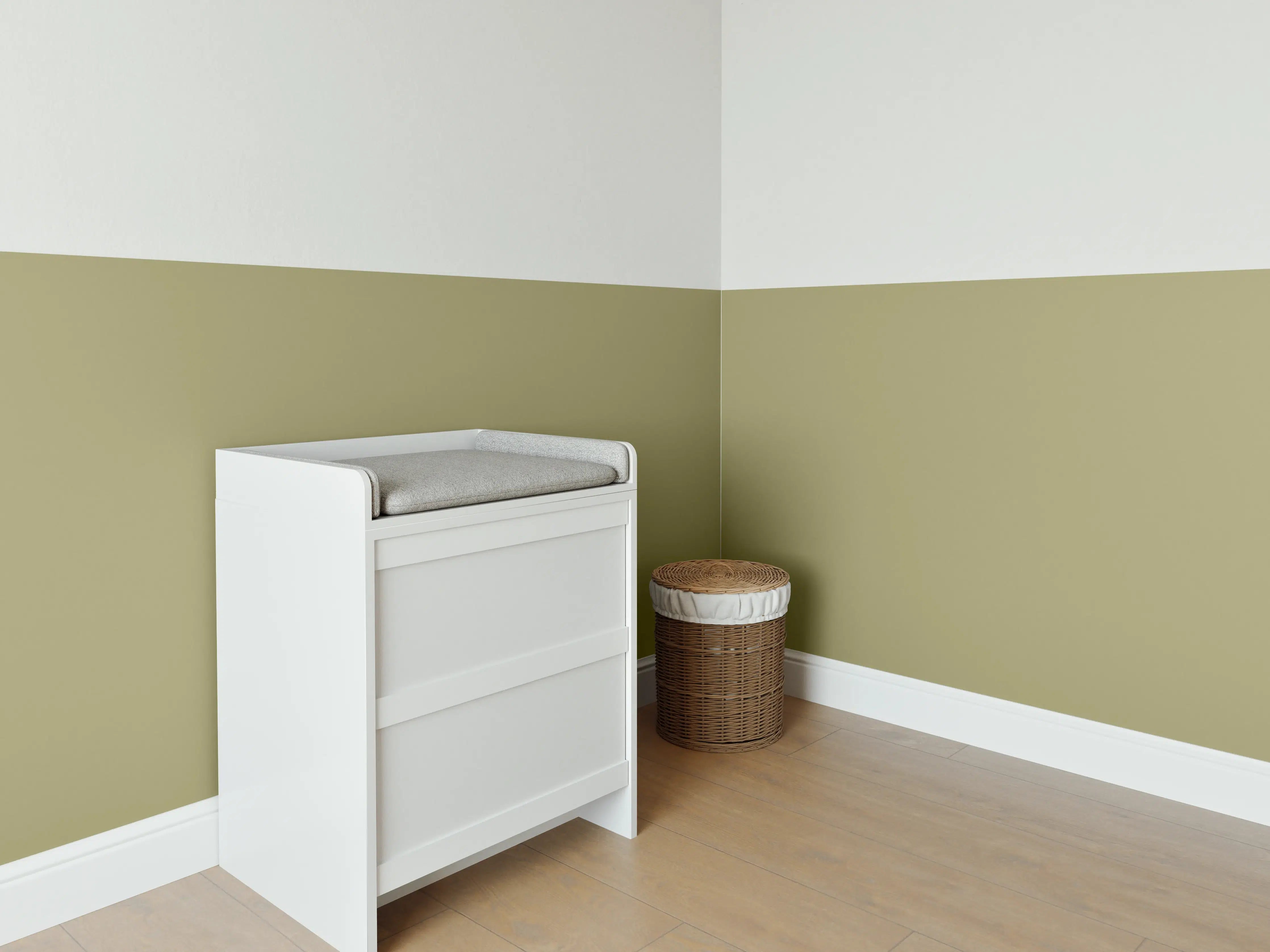 Babyzimmer Wandgestaltung - RAL 1020 (olivgelb)